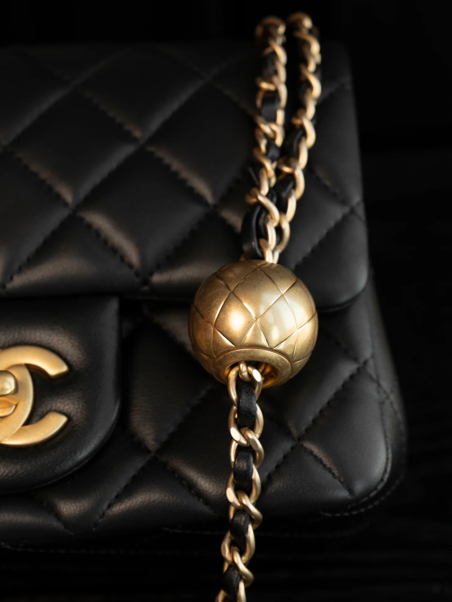 Chanel 24k Gold Globe Square Black Gold