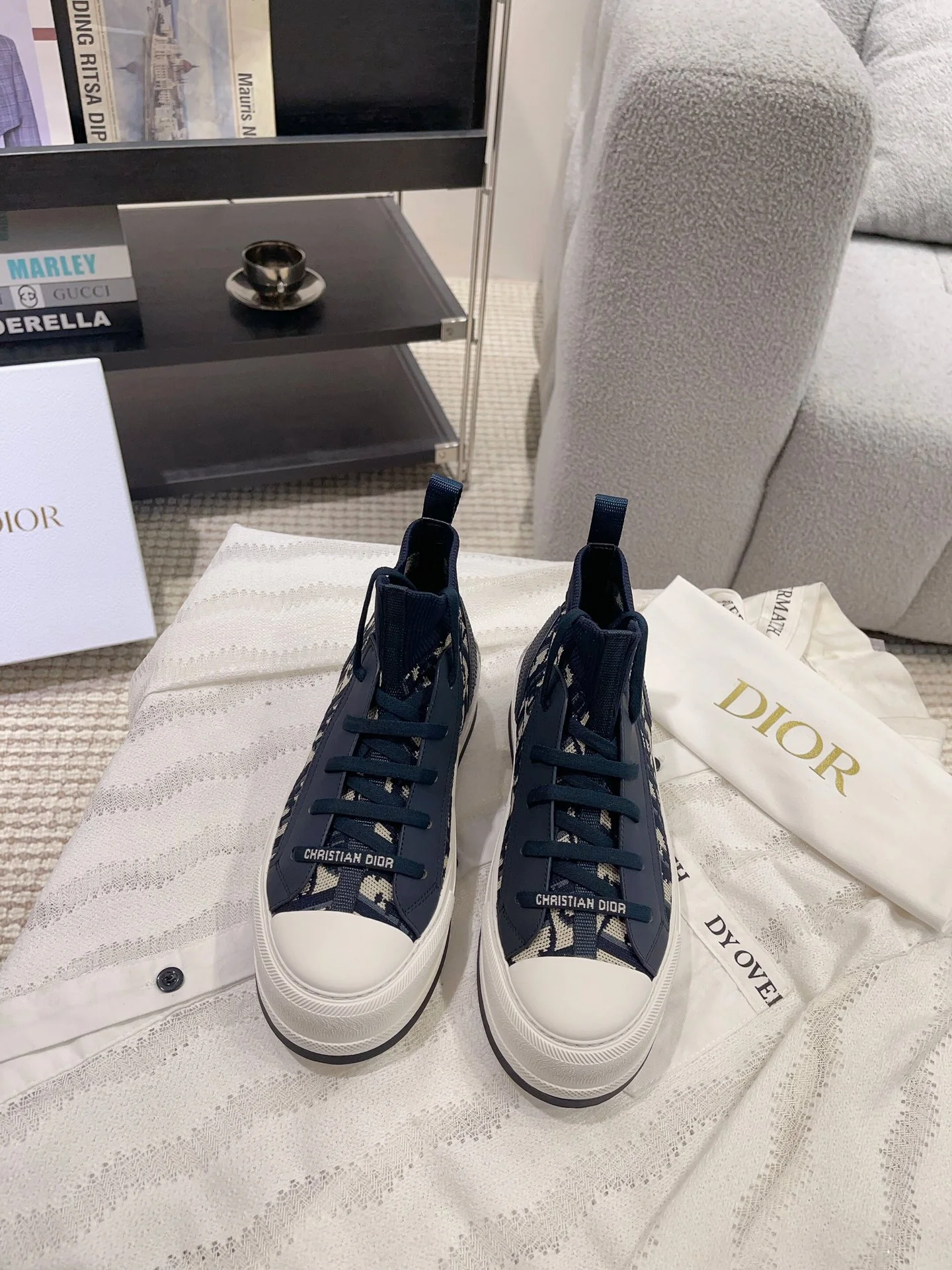 Высокие кроссовки Dior Oblique - темно-синие