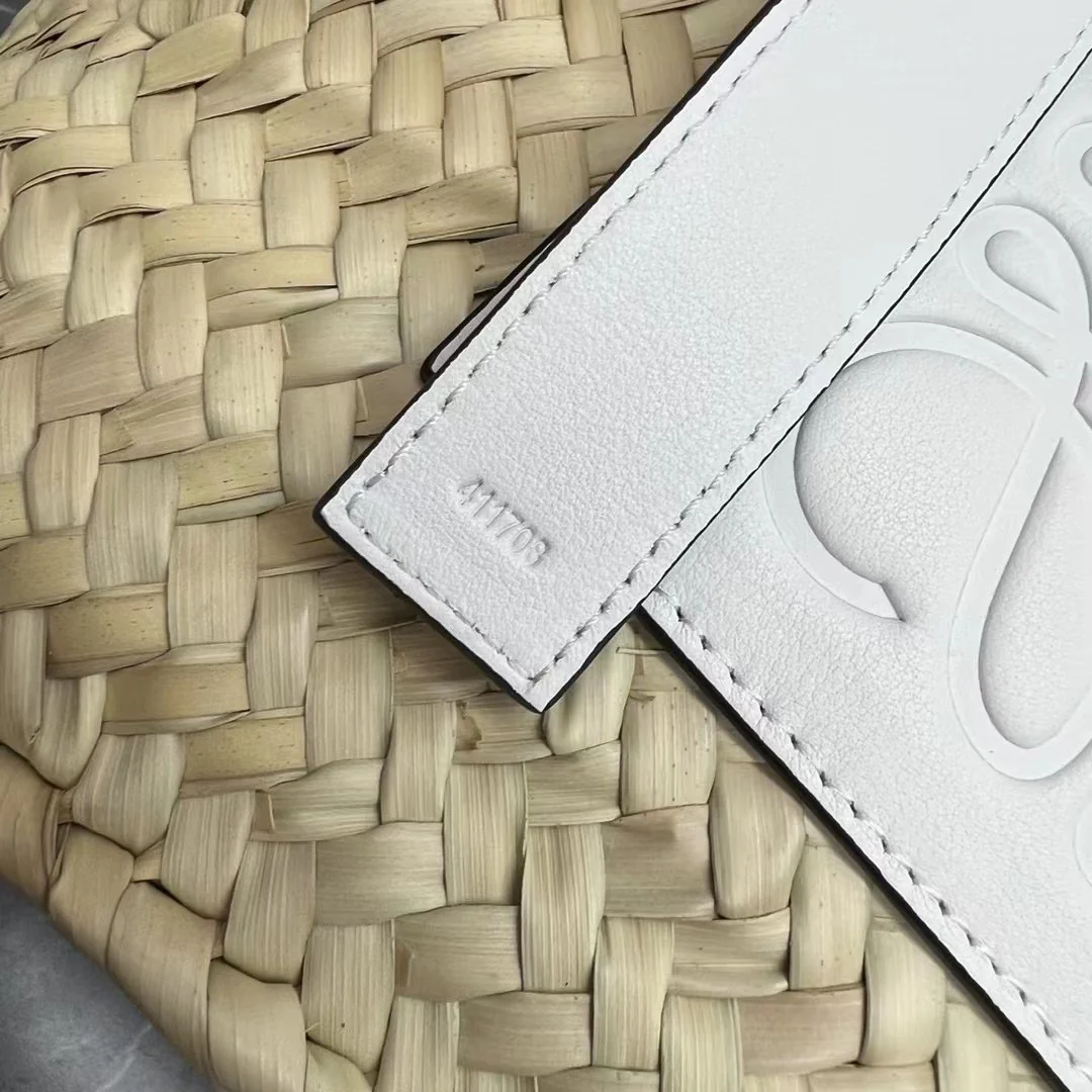 Соломенная сумка Loewe - 40 см - Большая - Кремово-белая