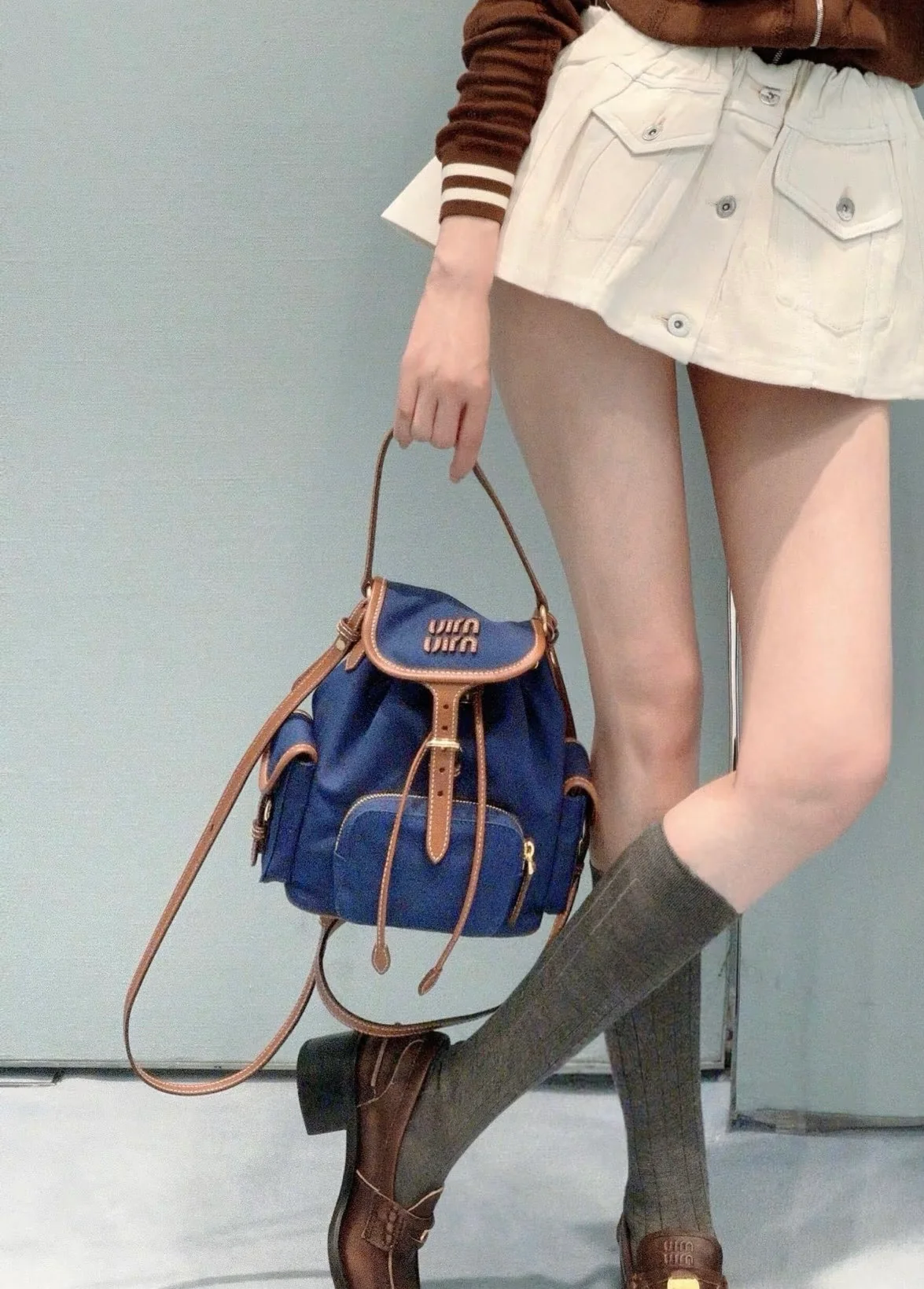 Рюкзак Miu Miu-5bz043m1280, маленький, синий.