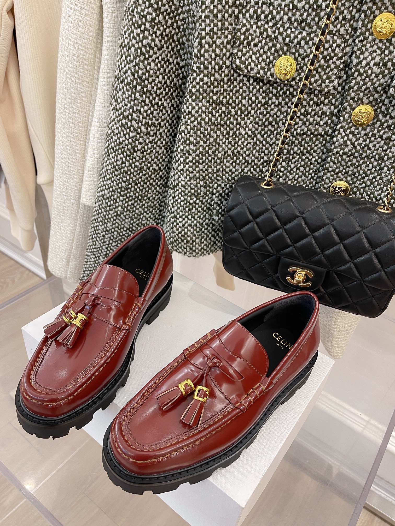 Обувь Celine - Celine - Лоферы с кисточками - Бордовые