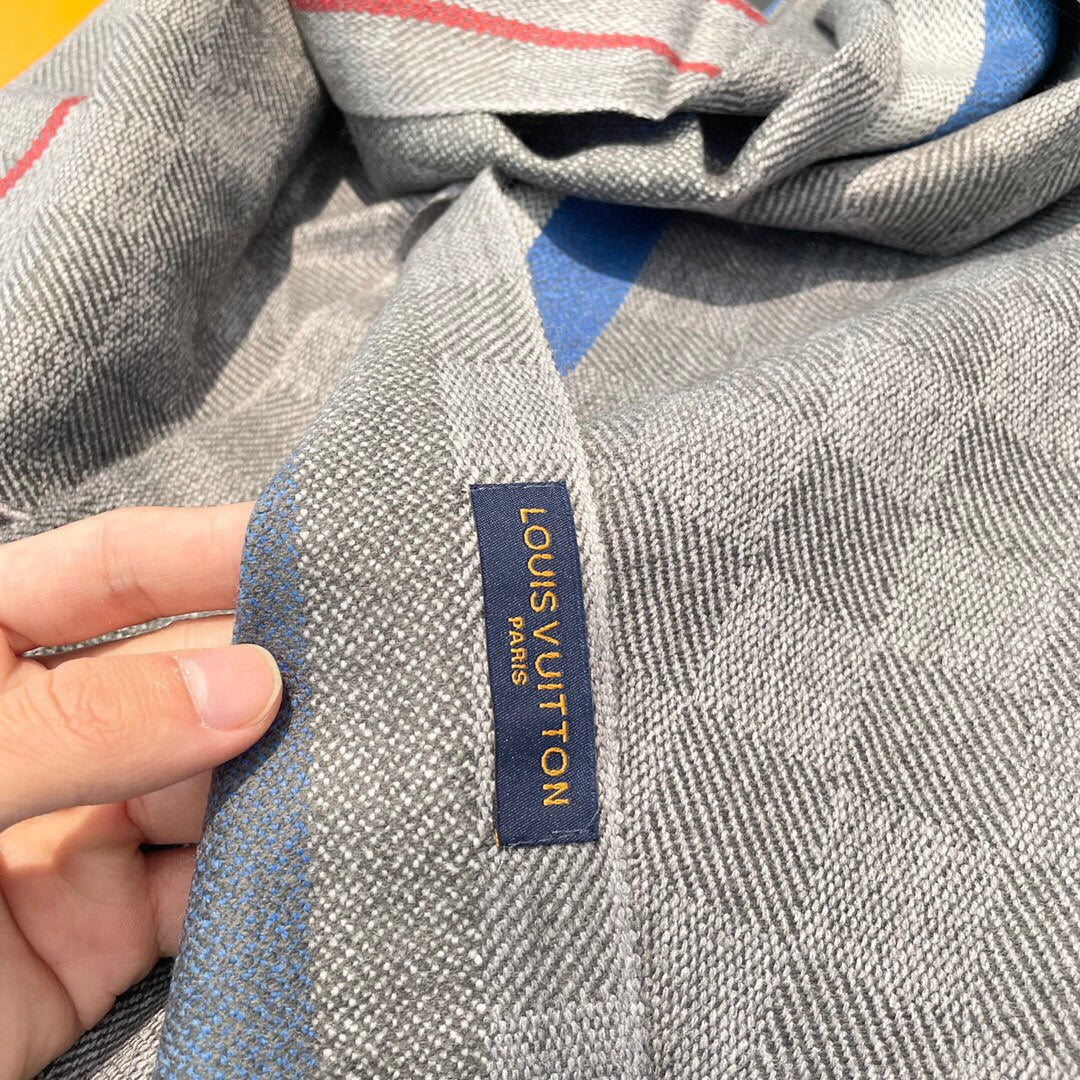 LV - Кашемировый шарф премиум-класса - 180 см - 32 см - 100% кашемир - серый