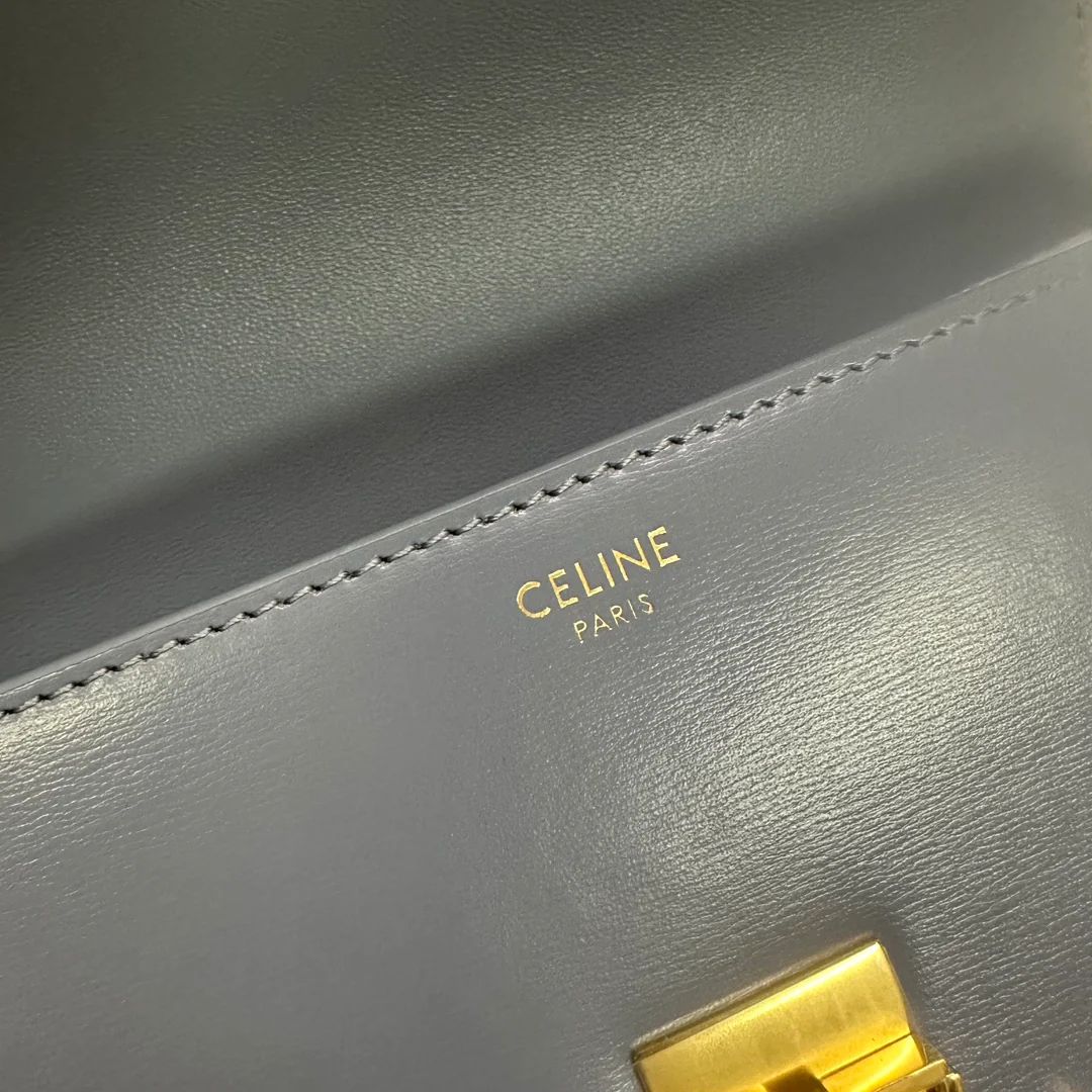 Celine - Кожаная сумка с пряжкой и цепочкой - Подмышечная сумка - Синяя