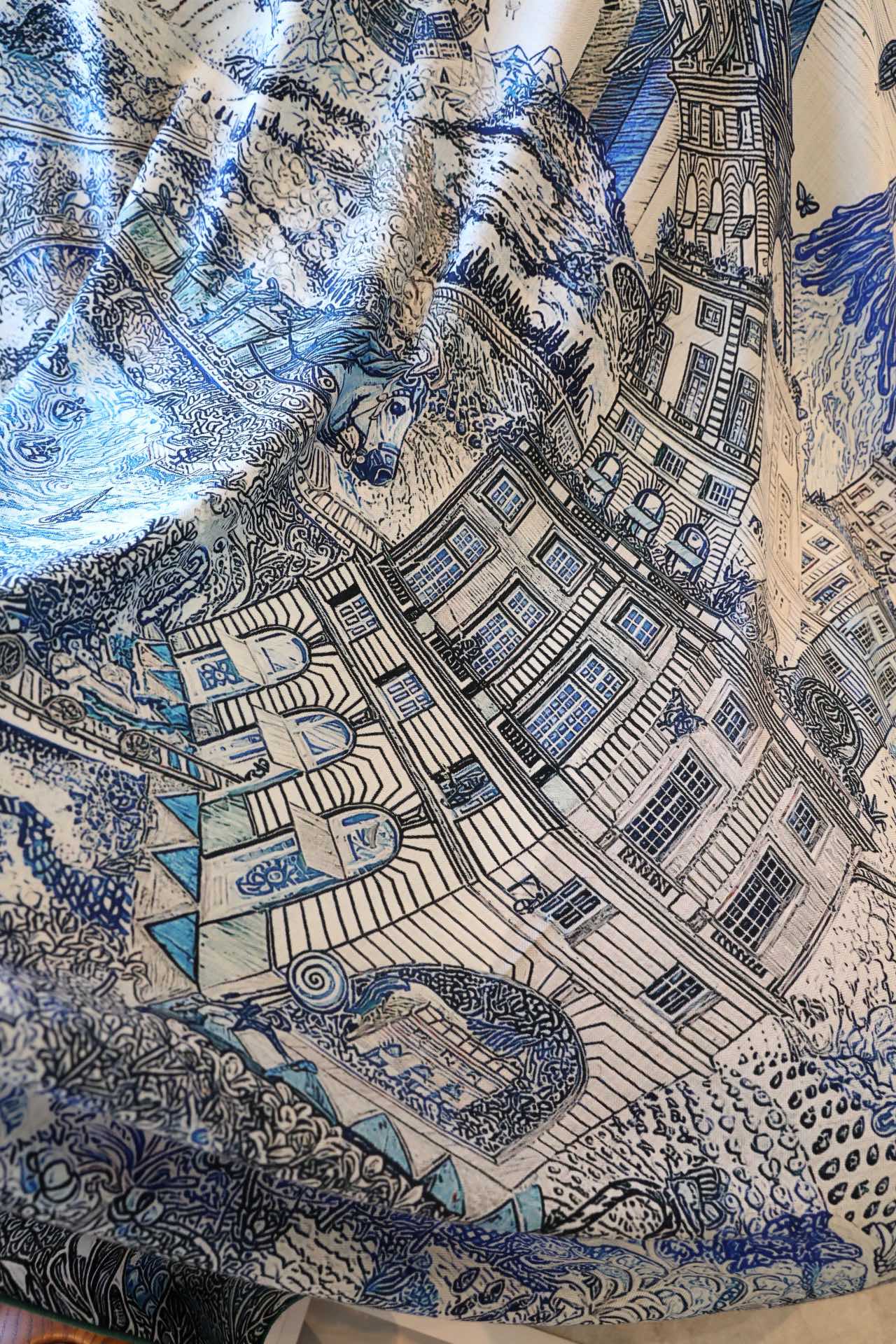 Большой шарф Hermes Dreamy Design 2024 — синий