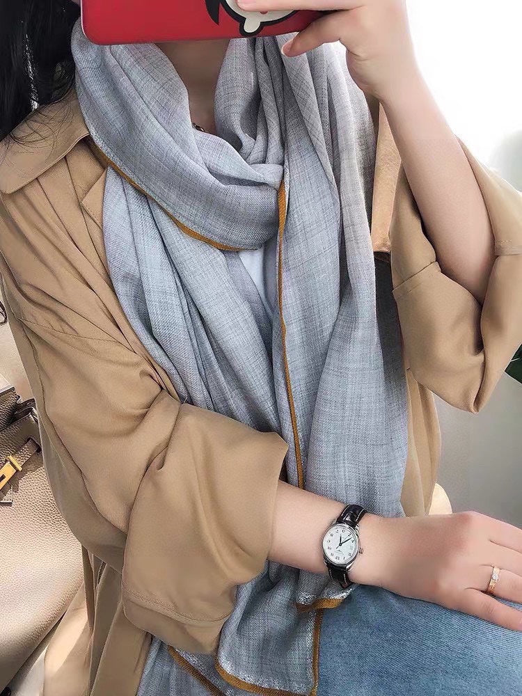 Шарф Chanel с металлизированной нитью - 90-200 см - Кашемир Кашмир Хайленд - Серый