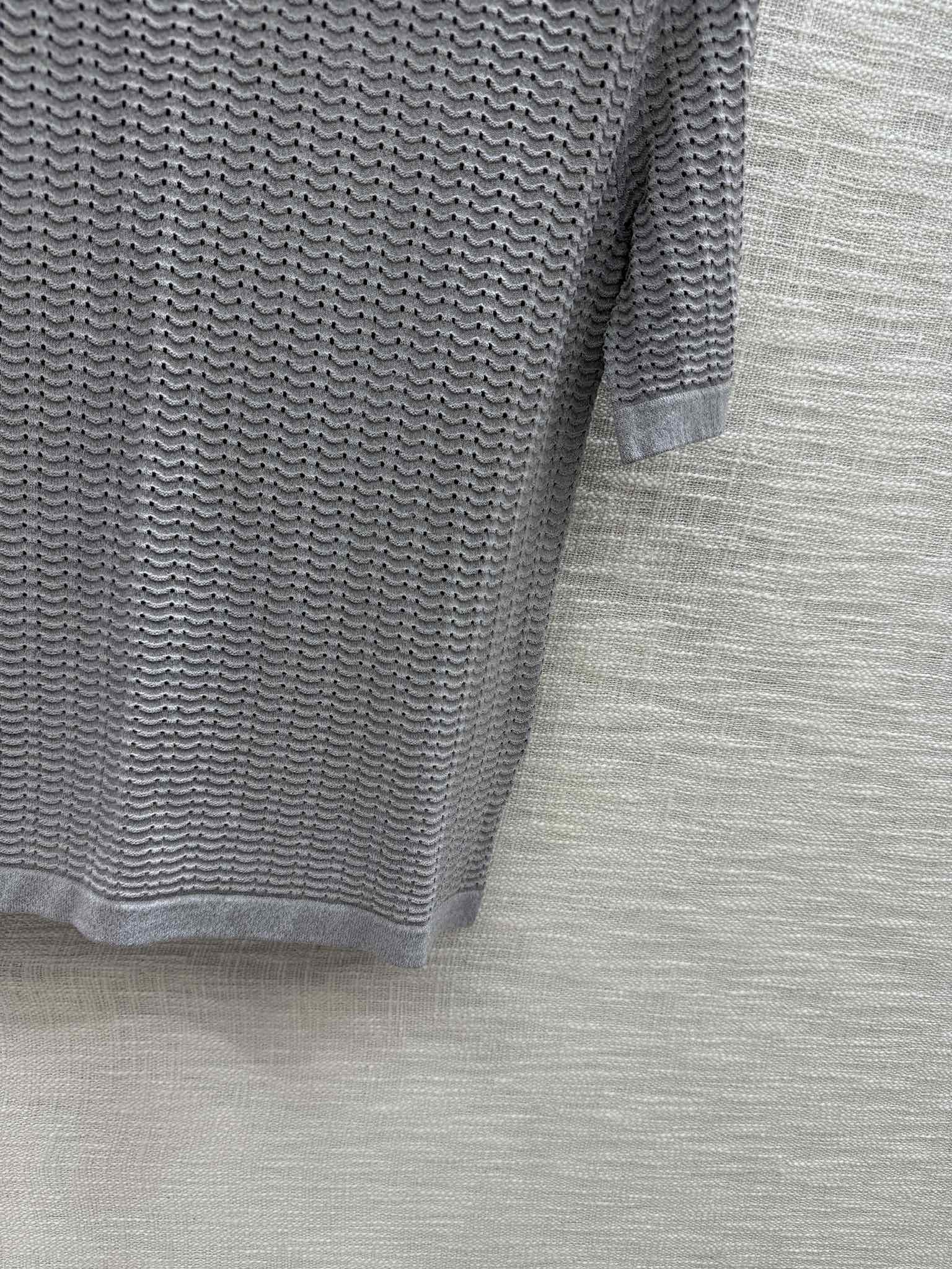 Miu Miu - 2404 - Трикотажная футболка с коротким рукавом и французским воротником-поло - Серая