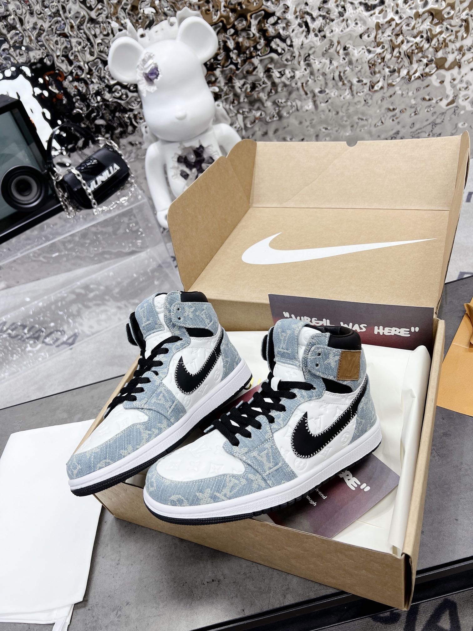 Кроссовки LV Nike Air Jordan 1 Low AJ1 для баскетбола - унисекс - джинсово-синие