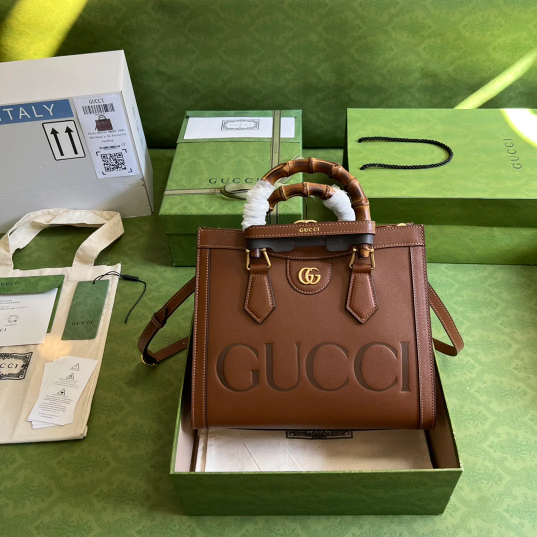 Сумка-тоут Gucci Bamboo из коричневой кожи - 27x24x11 см