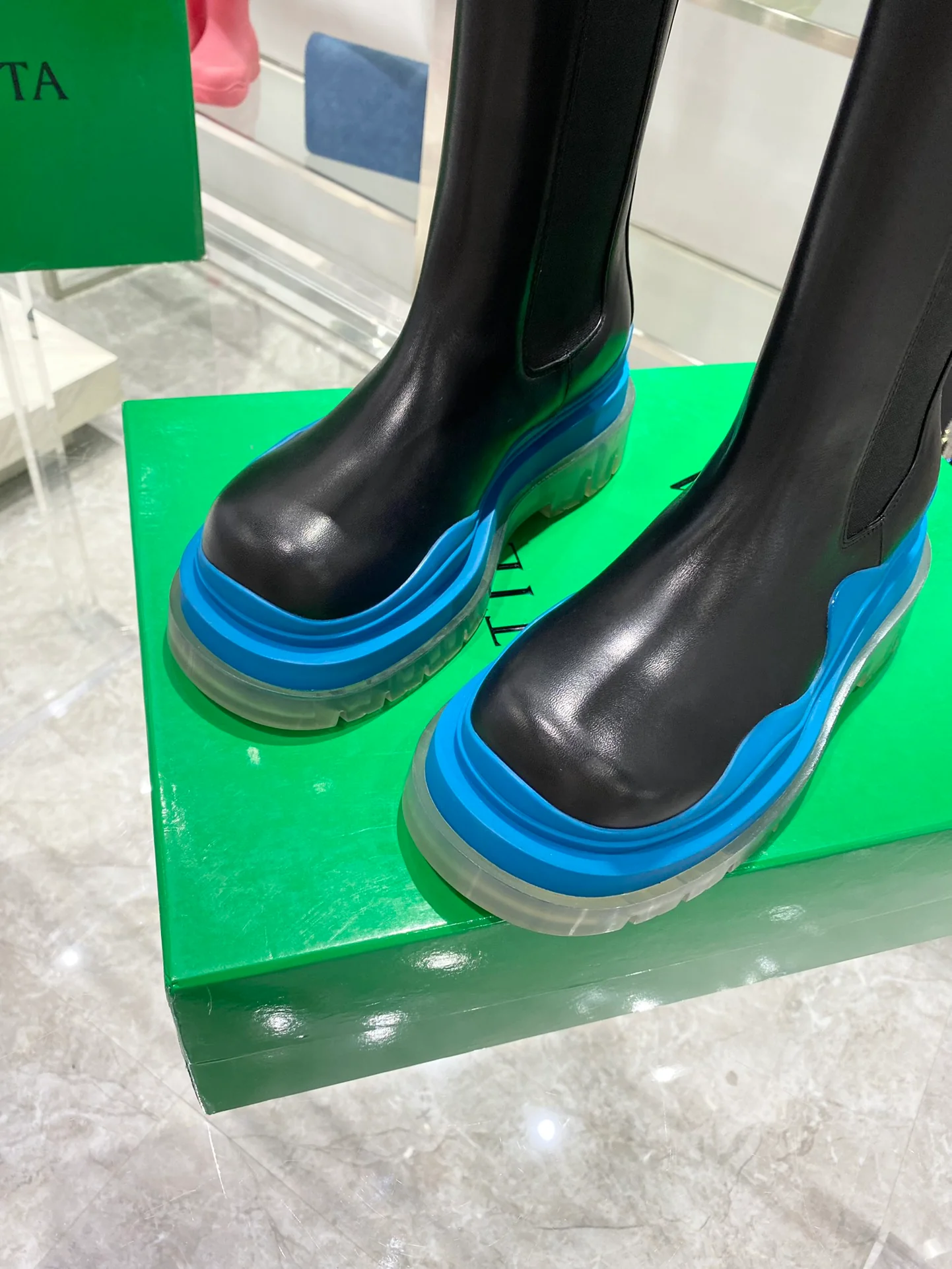 Обувь BV - BV - синяя подошва - до середины икры - ботинки Martin на платформе