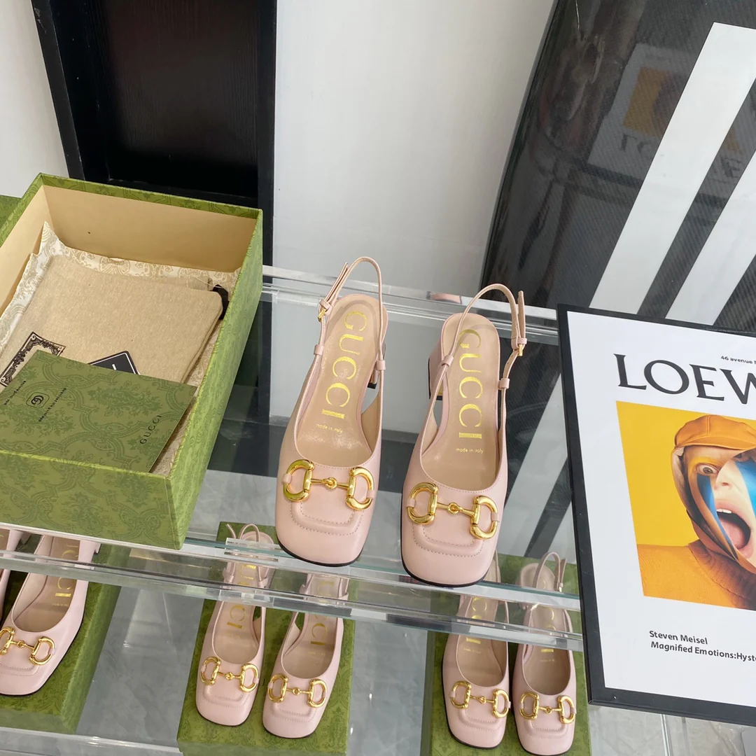 Сандалии Gucci в стиле ретро с квадратным носком и массивным каблуком - 1