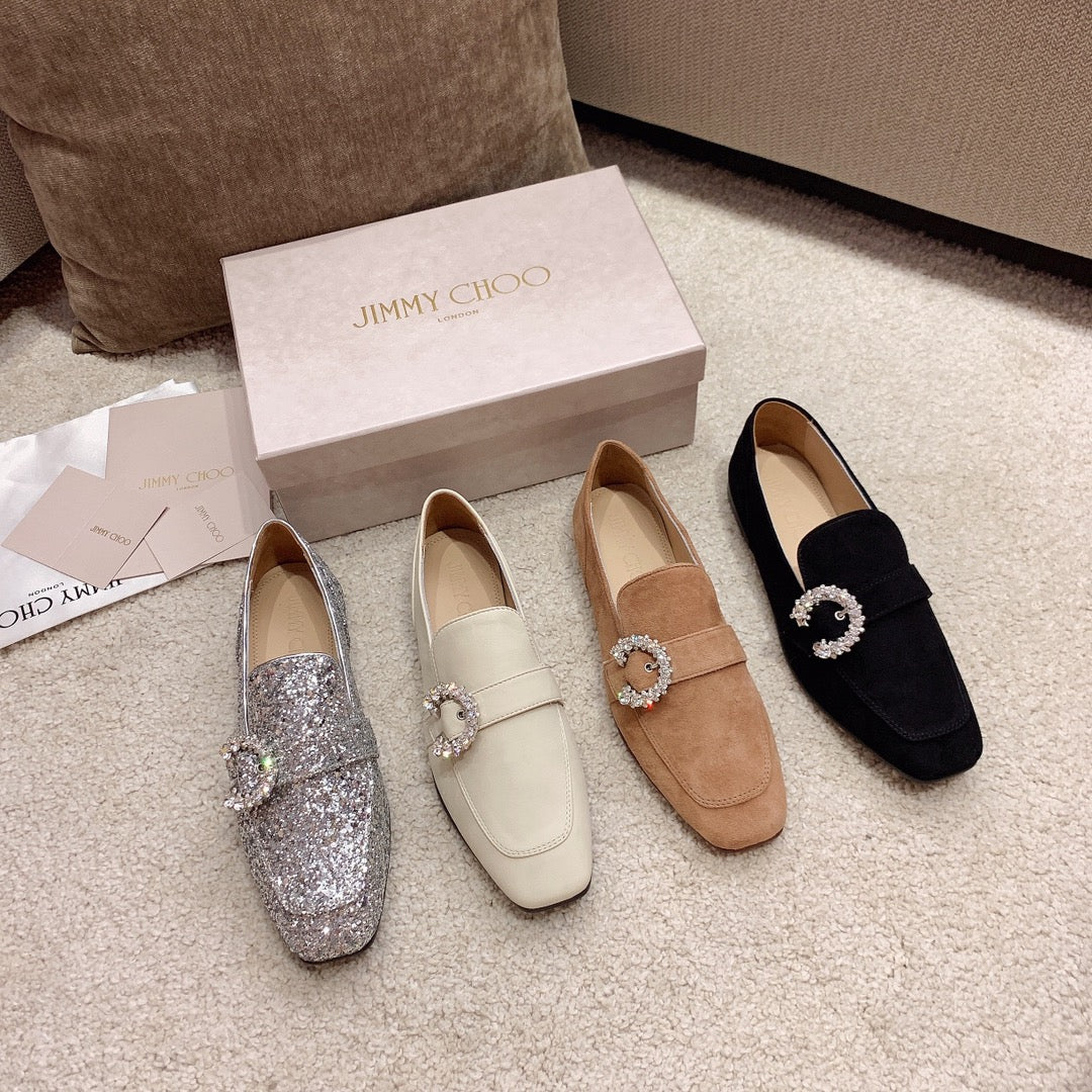 Лоферы Jimmy Sparkling Crystal - черные