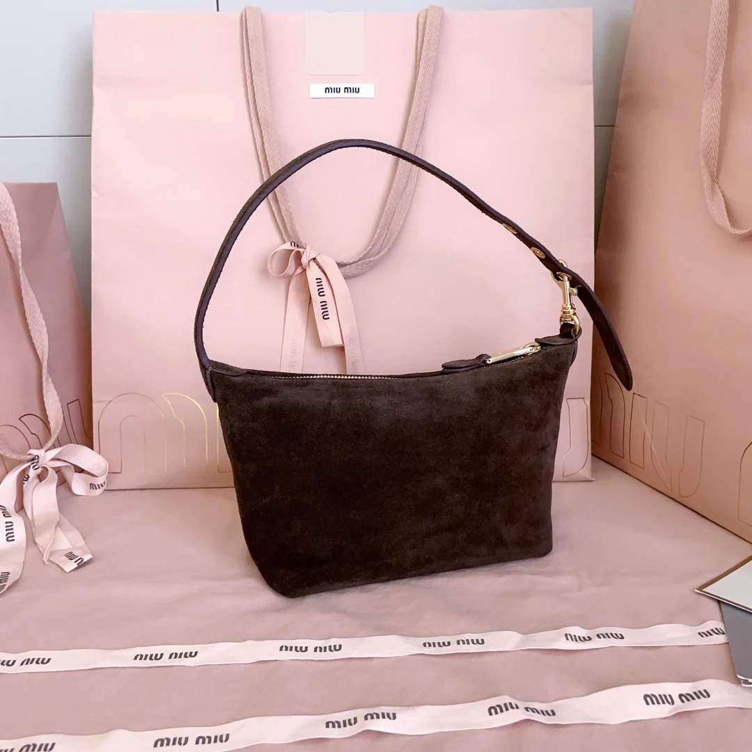 Сумка для ланча Miu Miu-5ne841 из замши, коричневая.