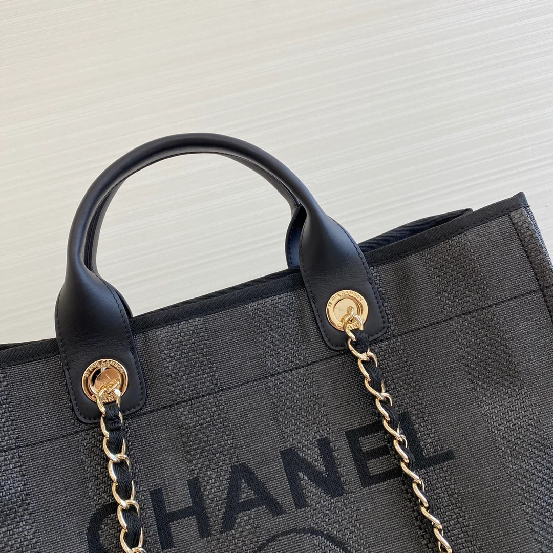 Большая черная пляжная сумка Chanel