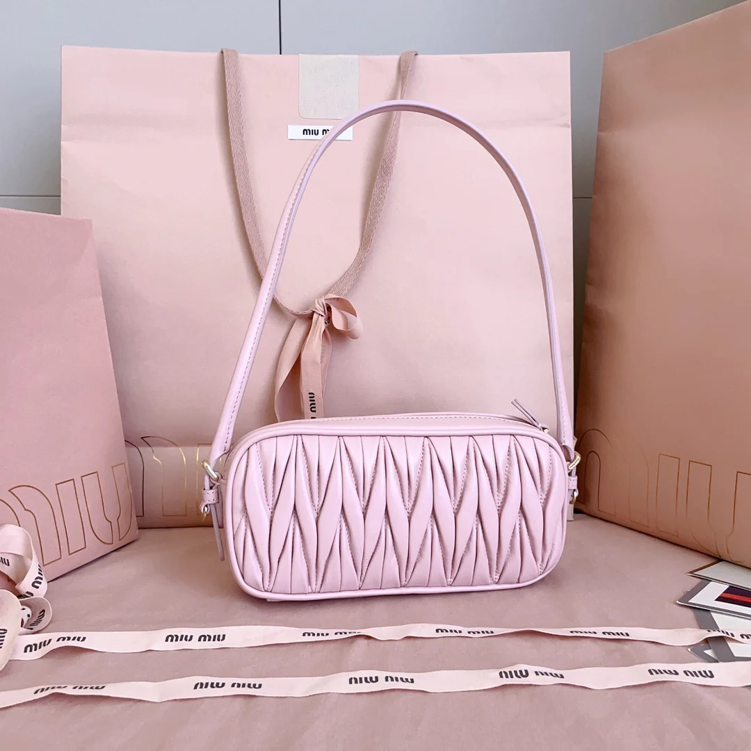 Сумка для маджонга Miu Miu-5ne024 с текстурированной вышивкой - розовая