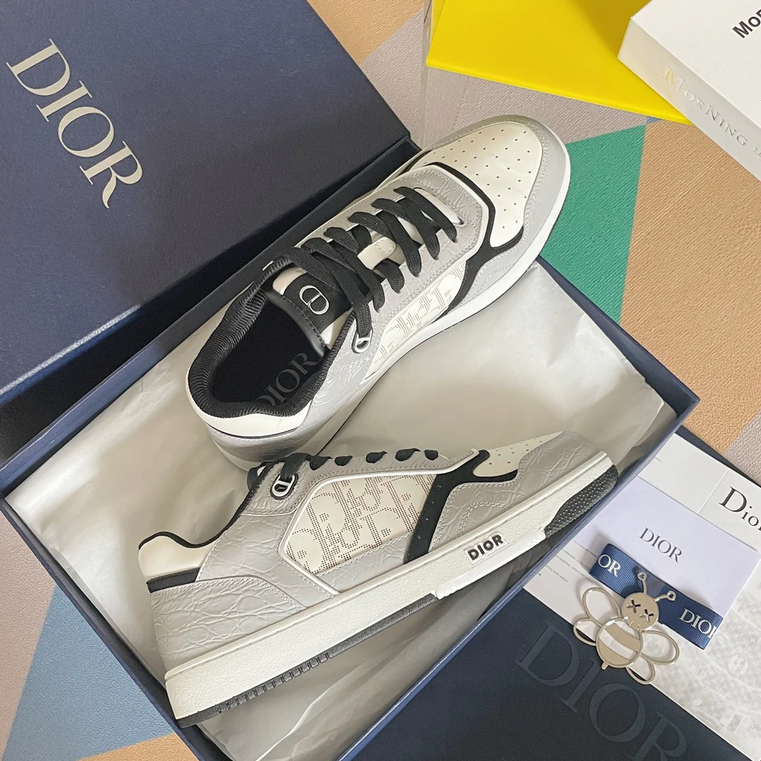 Кроссовки Dior B27 Series - с каменным рисунком - парный стиль - серые