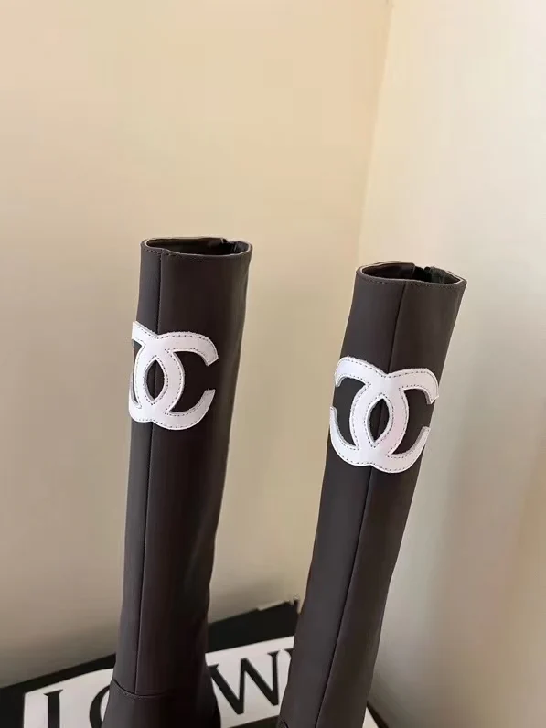 Chanel - Шерстяные сапоги для верховой езды - Коричневые