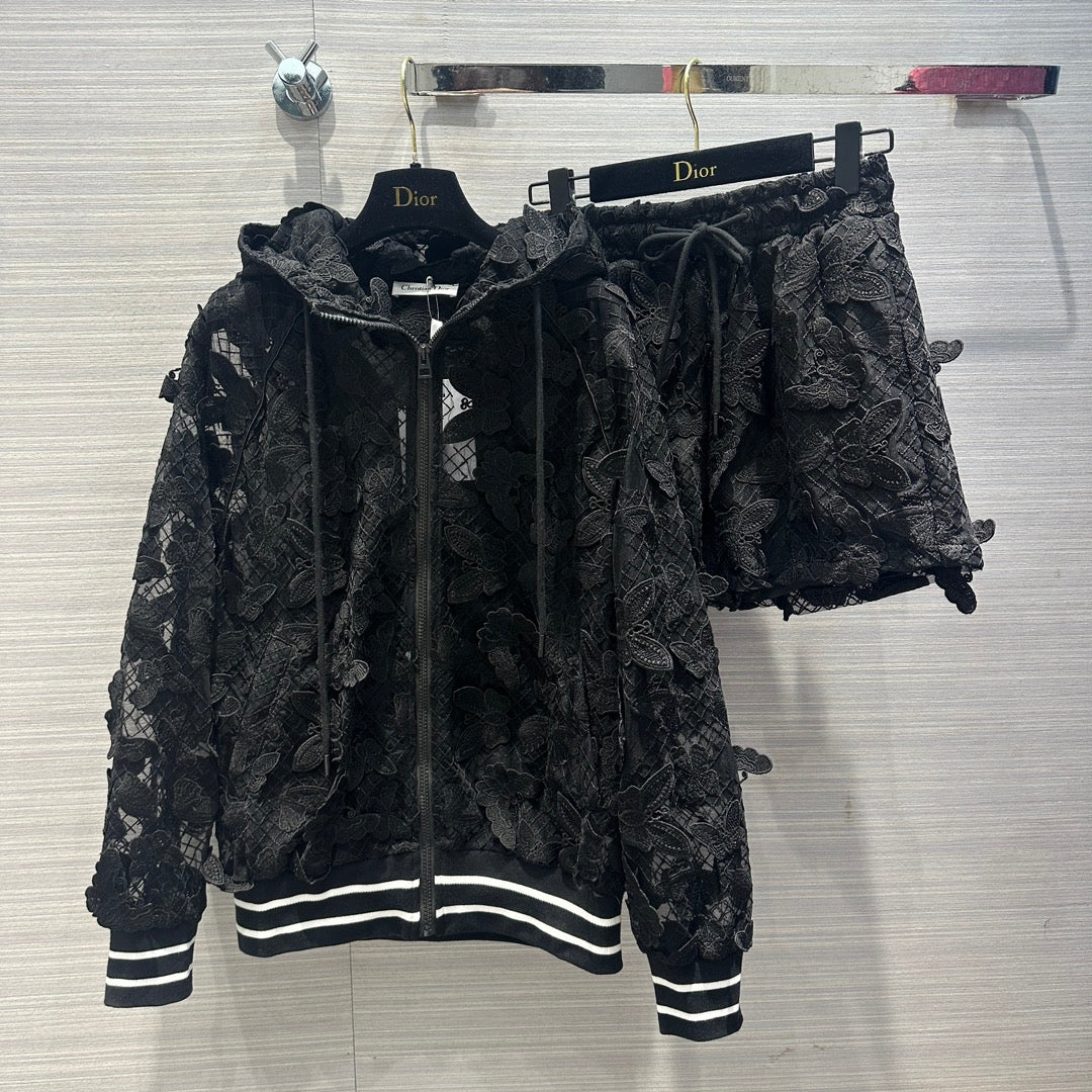 Dior - Комплект из куртки и жакета с капюшоном и цветочным принтом 