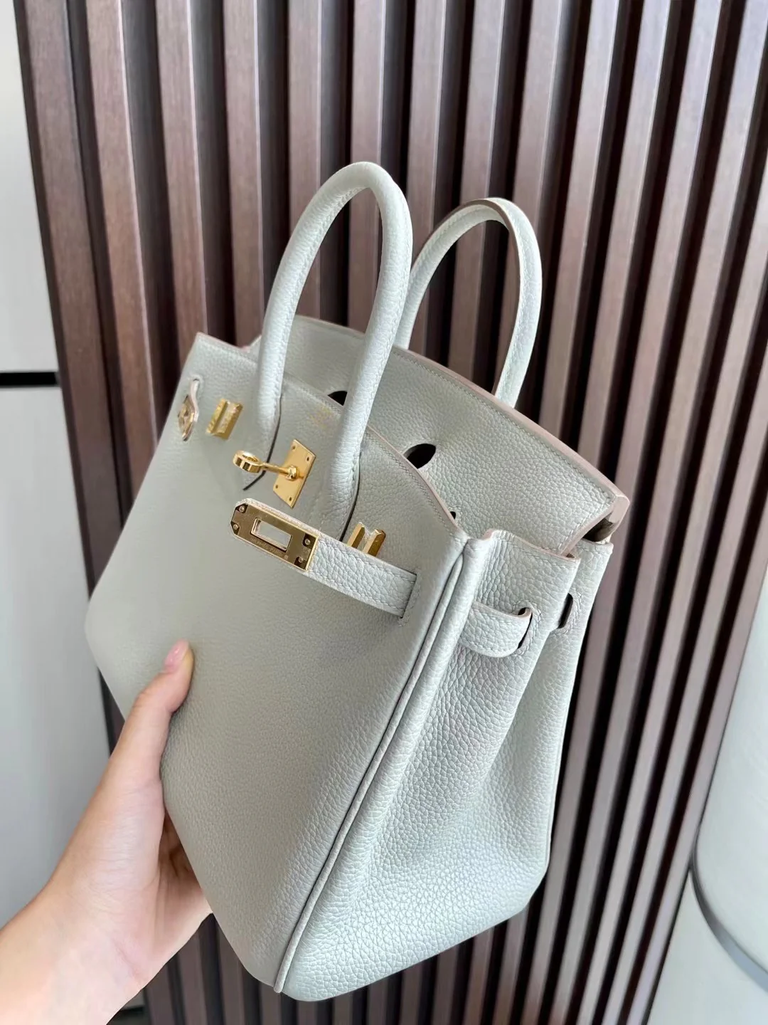 Сумка Hermes Birkin 25 Togo Pearl Grey 8O с золотой пряжкой