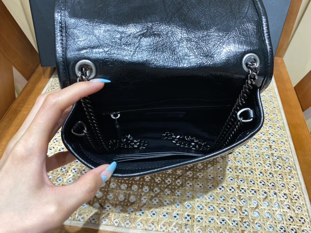 Сумка через плечо YSL-niki с цепочкой, черная.