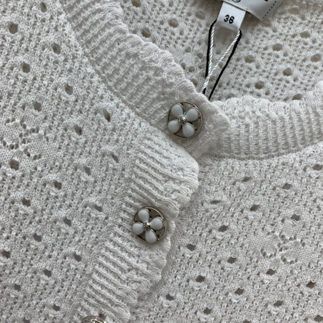 Chanel 2403 - Ажурный вязаный топ - Белый