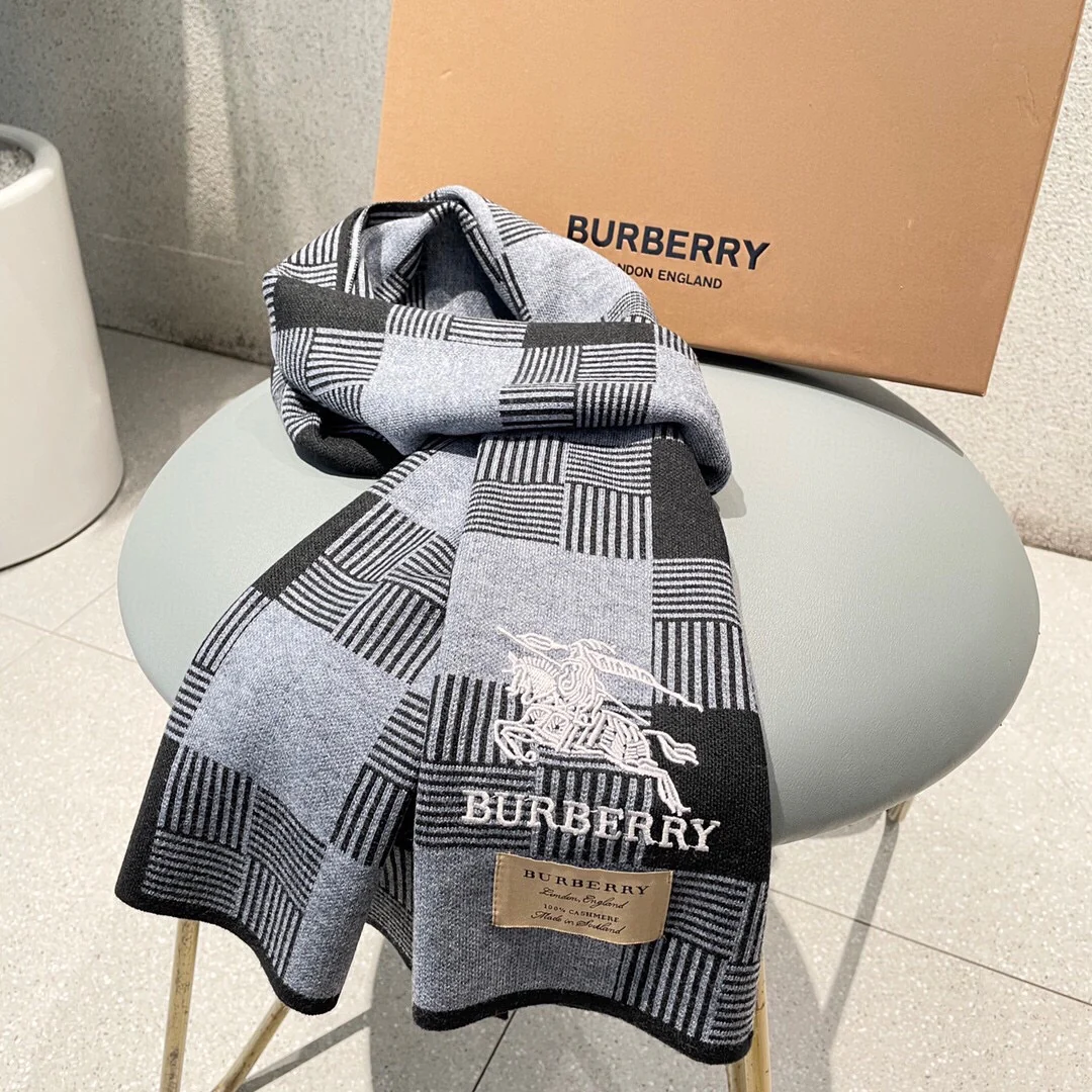 Классический шарф для верховой езды Burberry - 180 см - 32 см - 100% - Импортный вязаный кашемир - Черный