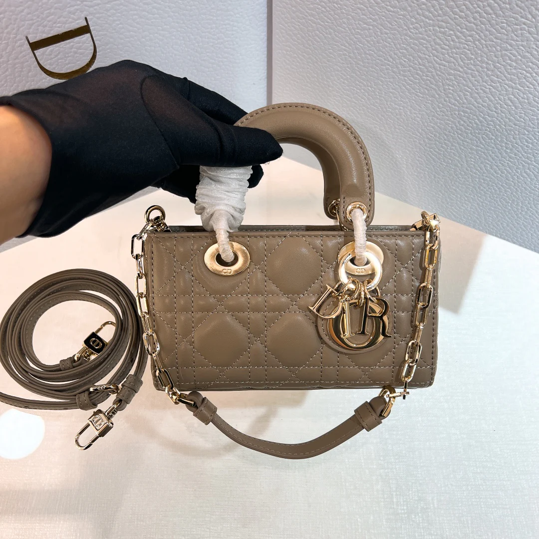 Dior Ladyjoy из овечьей кожи с золотой пряжкой - Мини - Коричневые