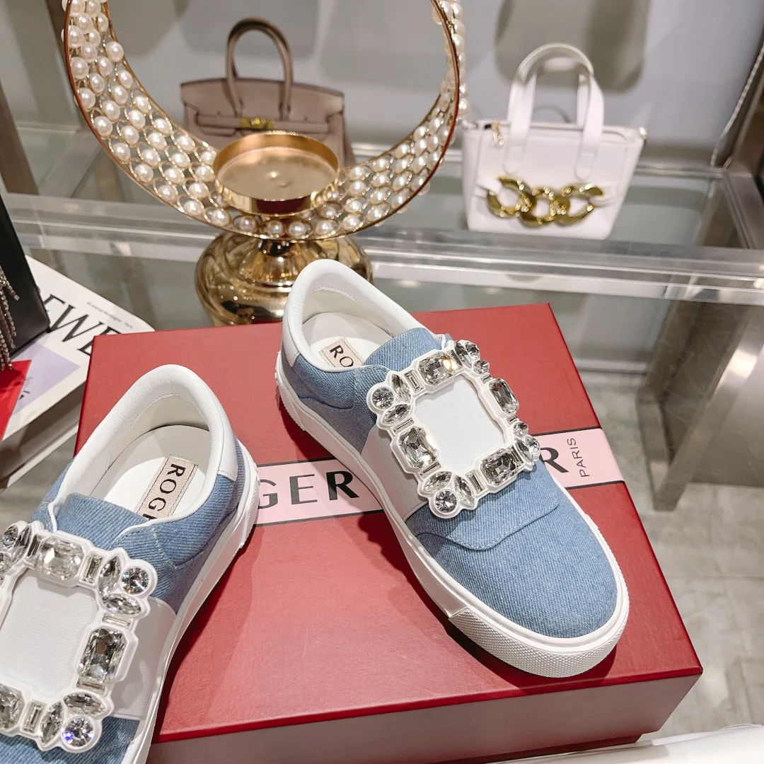 Обувь RV Shoes - Новинка весны/лета 2023 - Повседневные туфли viv-golf с бриллиантовой пряжкой - Синие