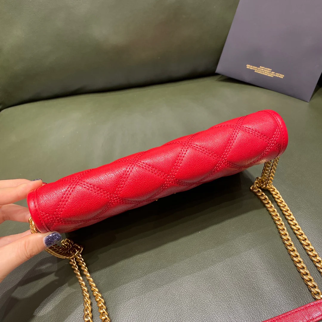 Сумка YSL-Becky из овечьей кожи с ромбовидной стёжкой и цепочкой - 2 шт.