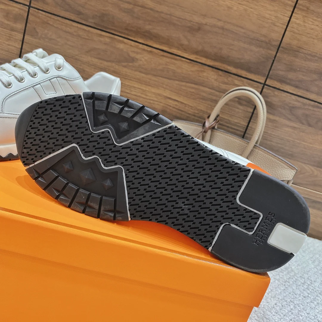 Новинка весны 2022 года от Hermes - Кожаные повседневные кроссовки - Унисекс - Белые