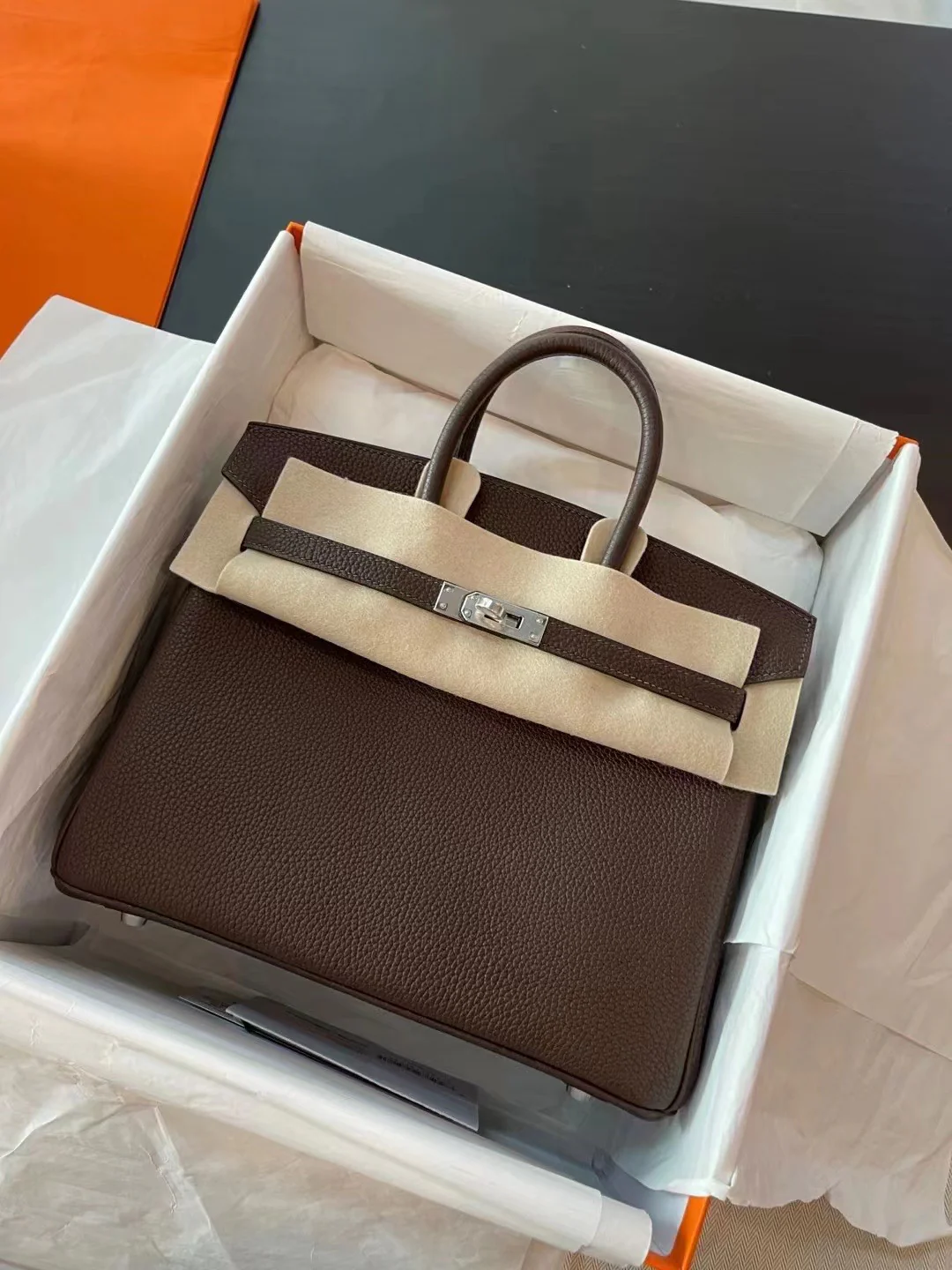 Hermes Birkin 25 Togo, цвет эбеновый, серебряная пряжка