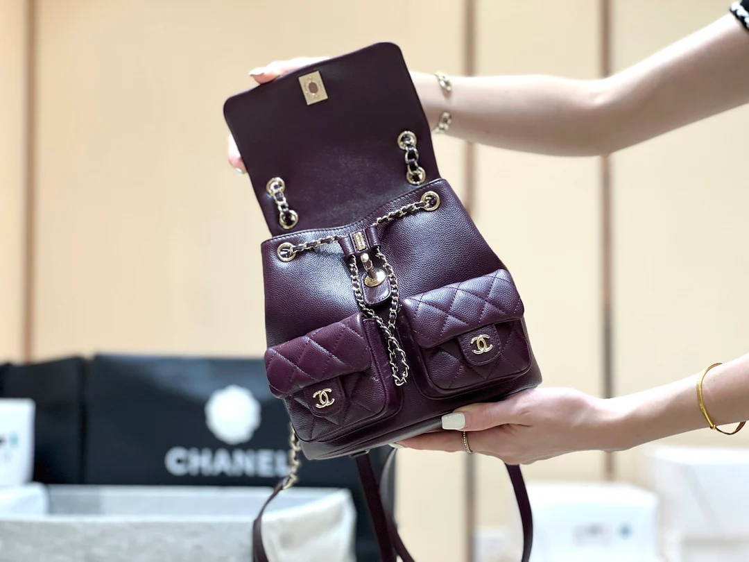 Рюкзак Chanel 24a-duma Frog, маленький, бордовый