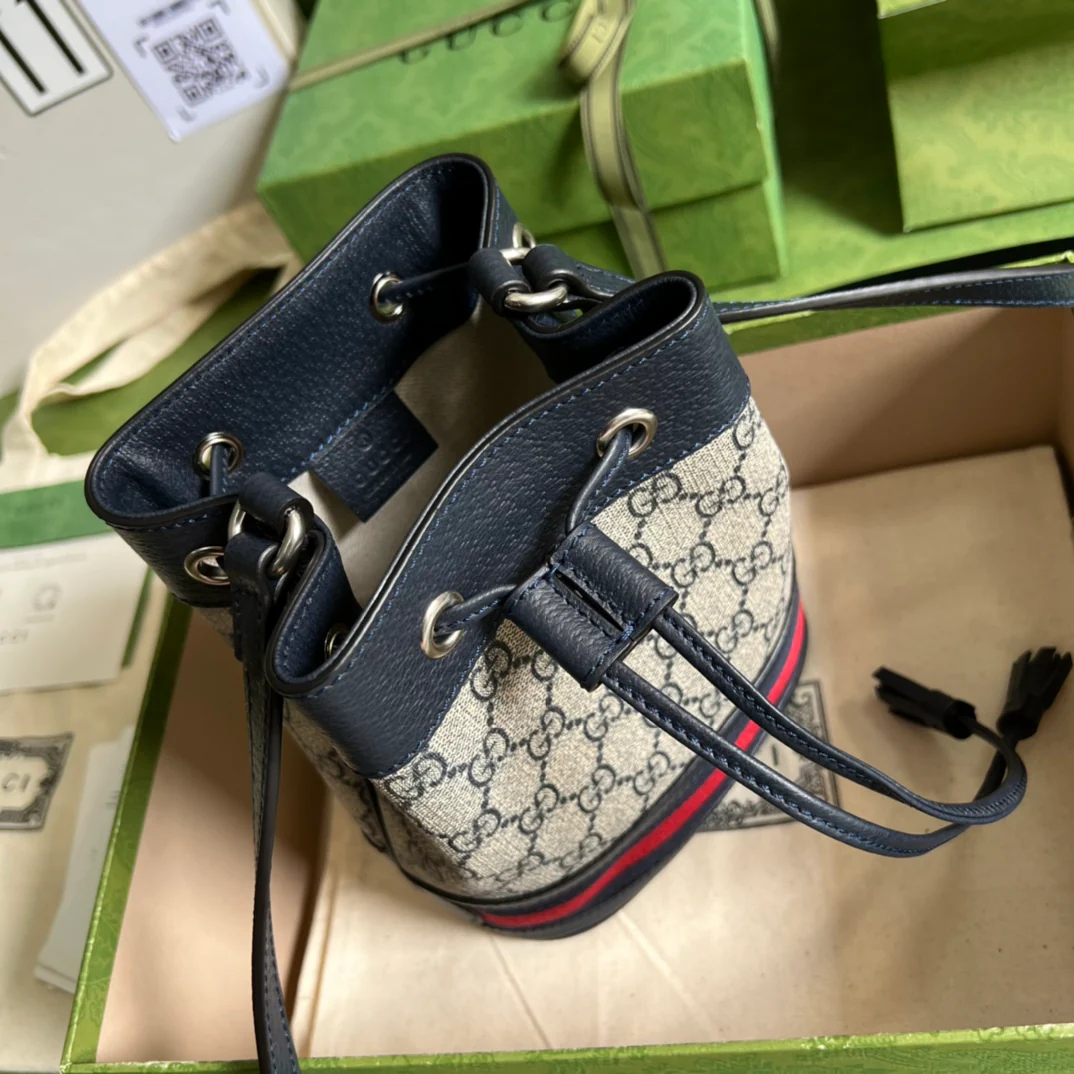 Мини-сумочка-ведро Gucci Ophidia - 15x18x9,5 см - синяя
