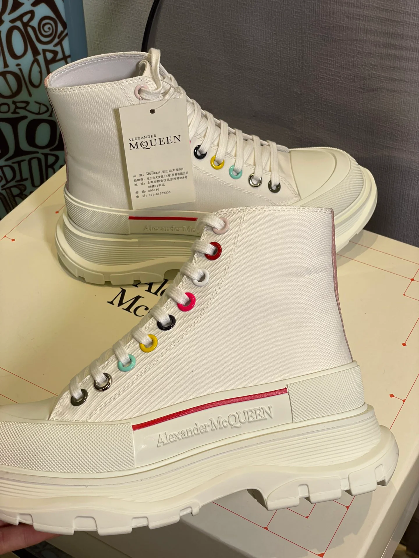 Высокие парусиновые туфли на платформе McQueen Rainbow