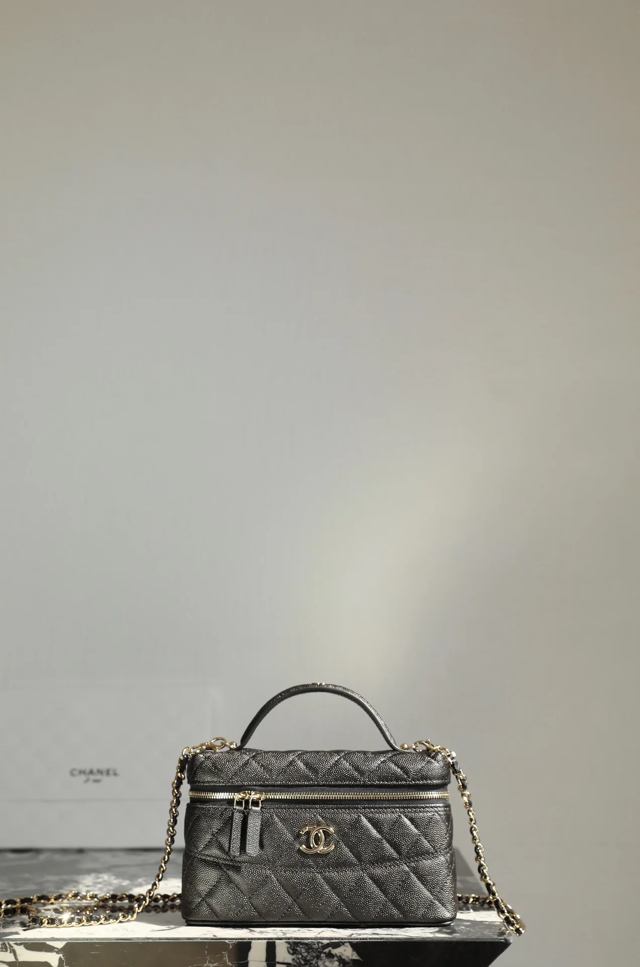 Длинный клатч-коробочка Chanel 25c-LP - черный