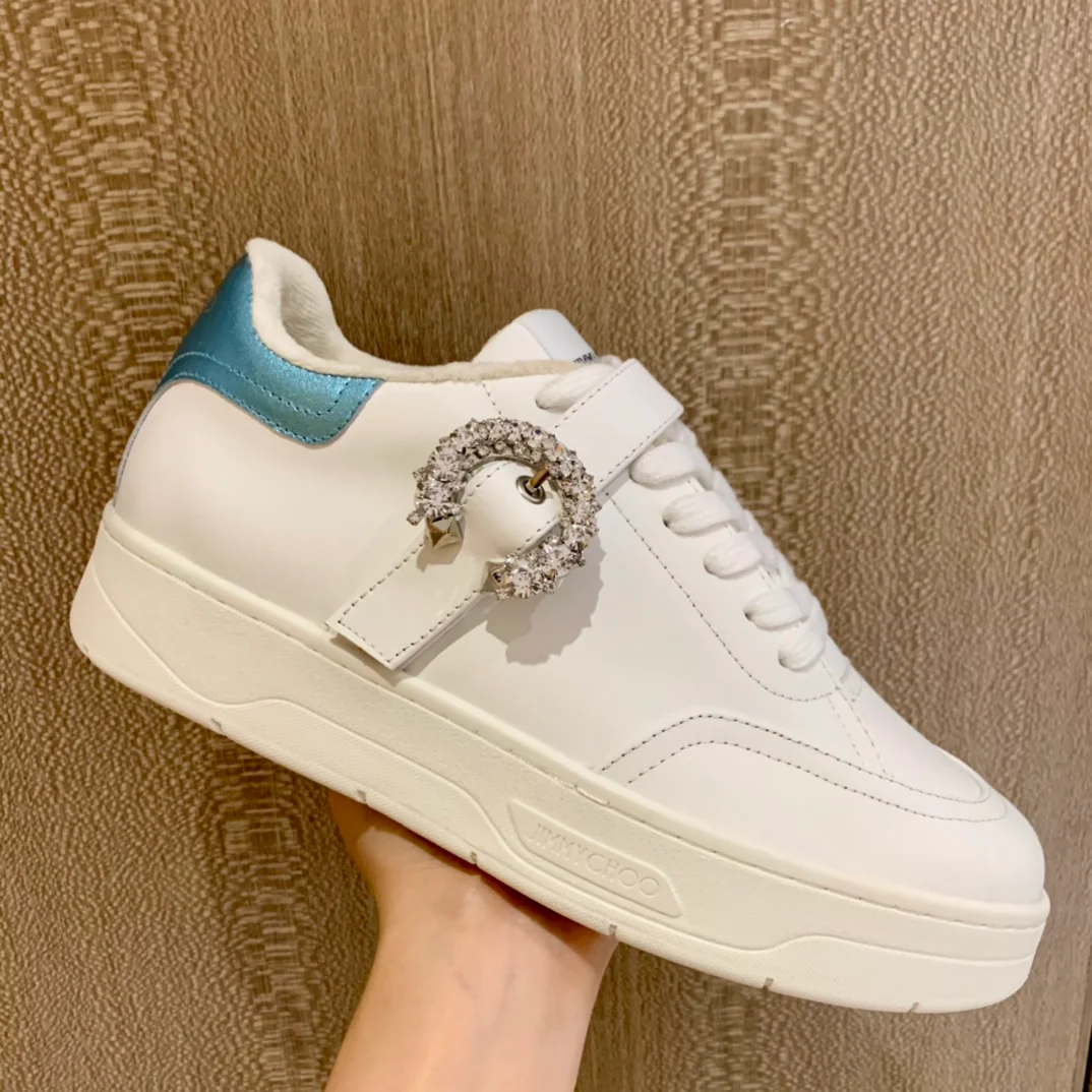 Кроссовки Jimmy Rhinestone Buckle White Sneakers Series - Облегающая обувь - 1