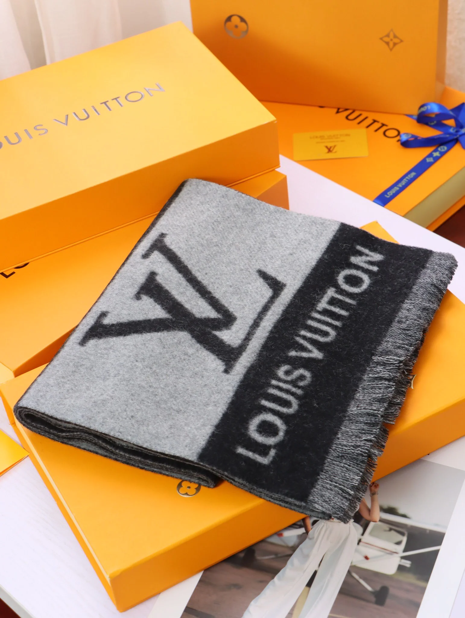 Классический мужской кашемировый шарф LV - 30 см - 180 см