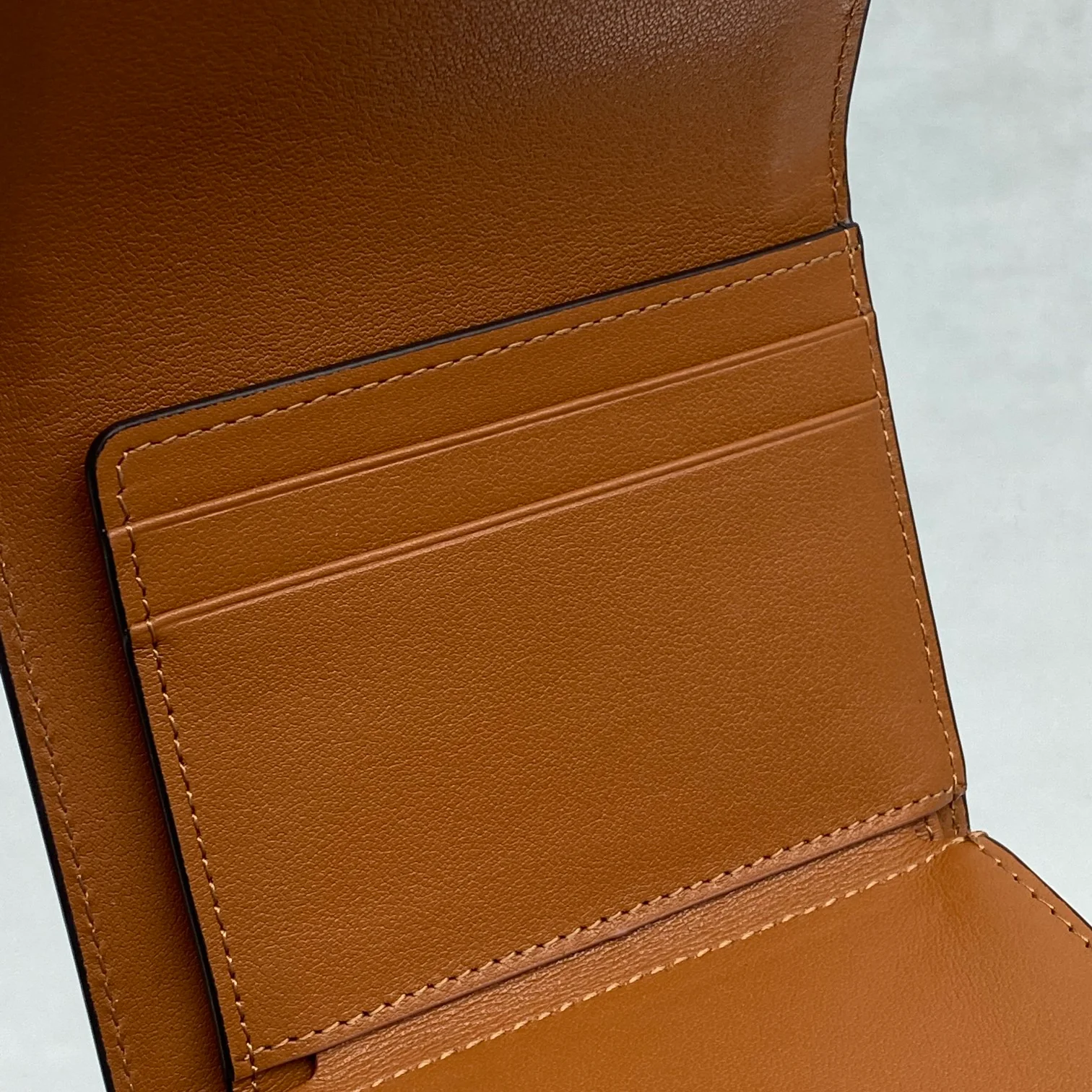 Celine-TRIOMPHE 翻盖卡包钱包 帆布白