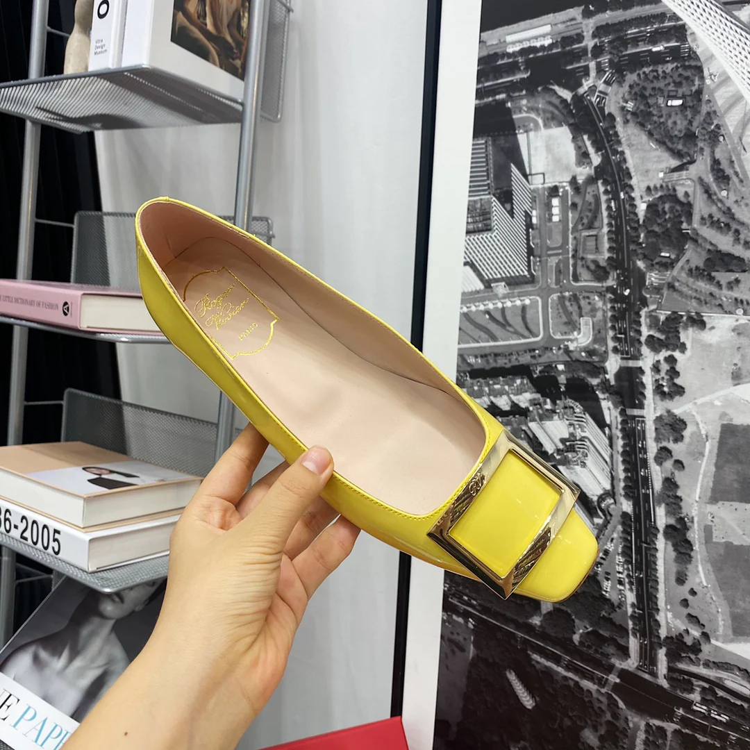 RV-Плоская подошва, квадратный носок, желтый