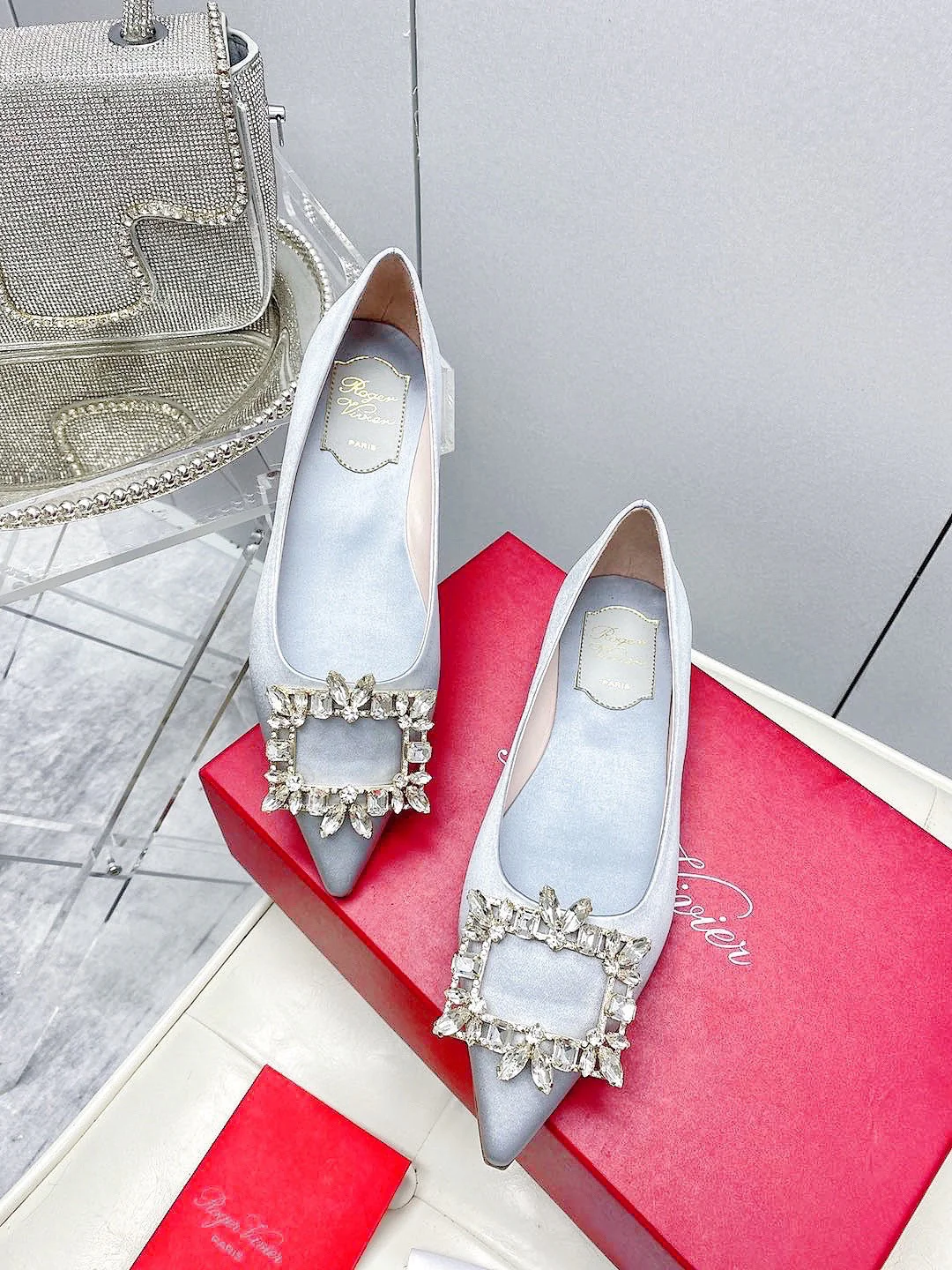 Обувь RV Shoes - Новинка ранней весны 2023 года - Балетки с пряжкой в ??виде снежинки - Серебристые