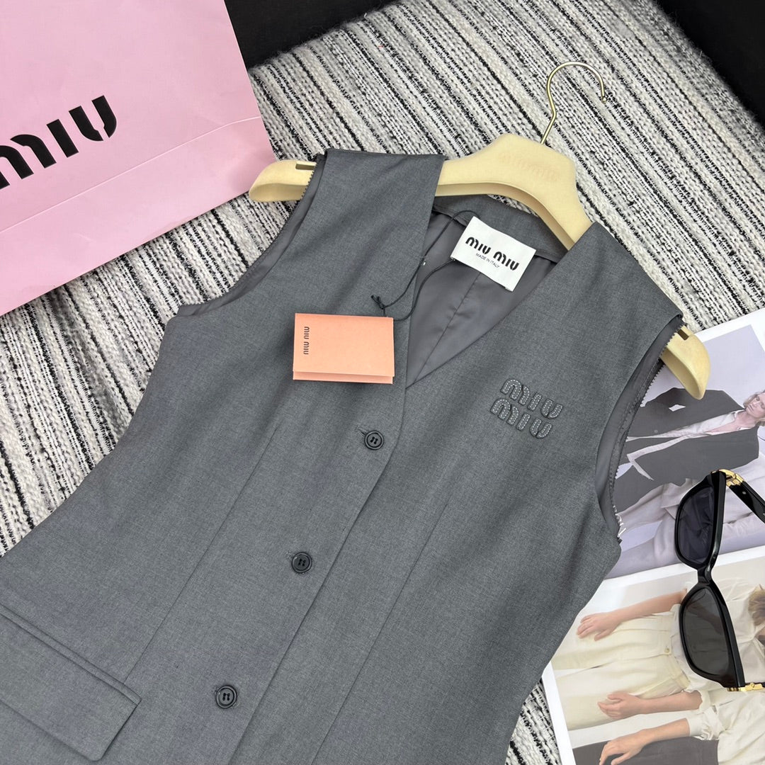 Miu Miu - 2404 - Новое платье-жилет из искусственной ткани, имитирующее жилет - Серый