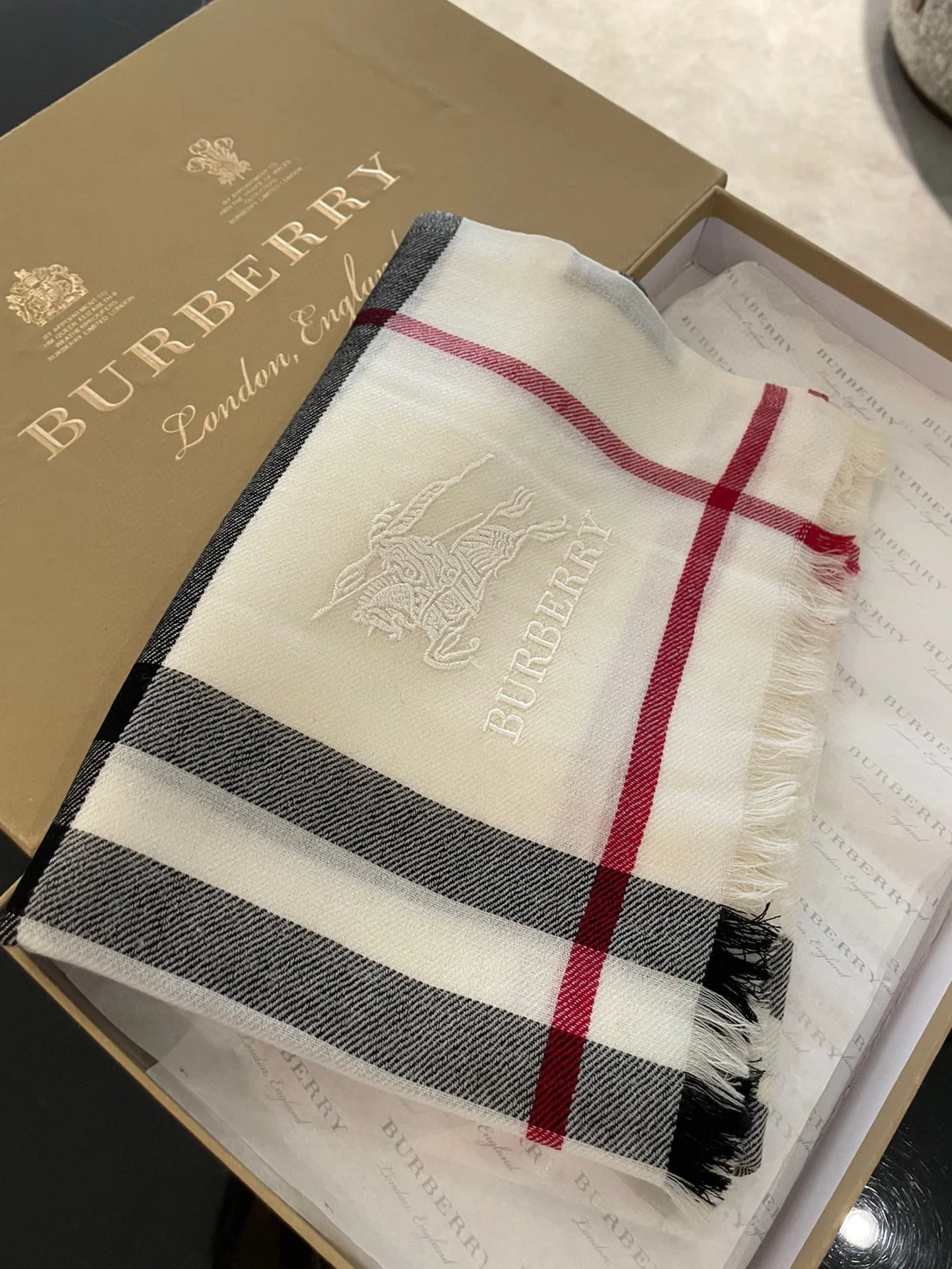 Шерстяной шарф Burberry в клетку - 70-200 см