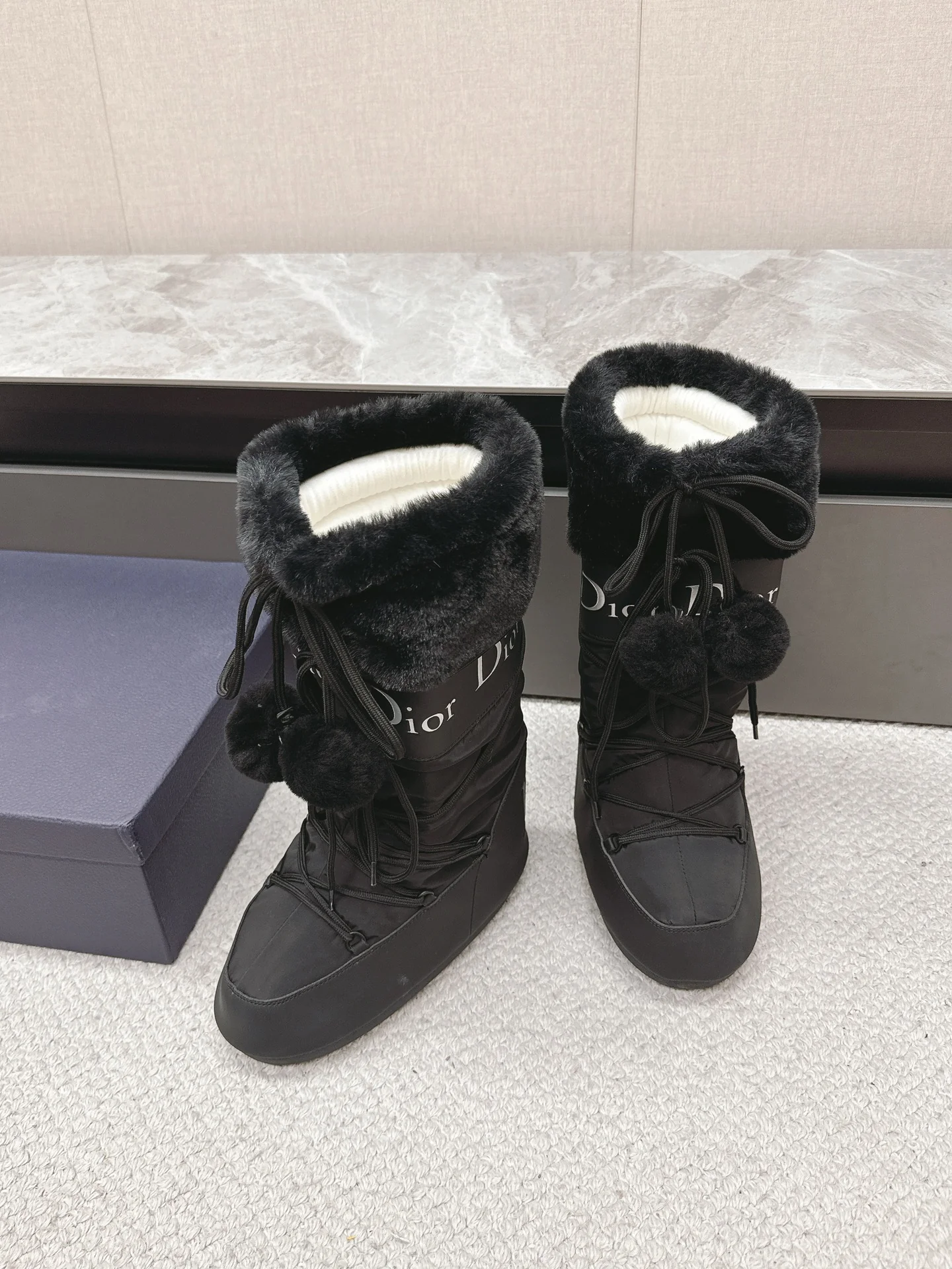 Пуховые туфли Dior 2024 - черные