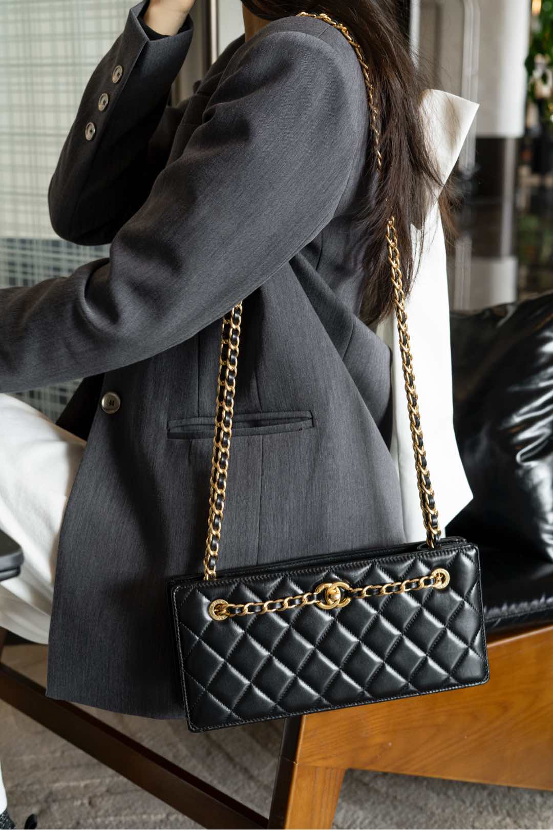 Сумка для ужина в стиле ретро с подиумом, 24 карата - черная.