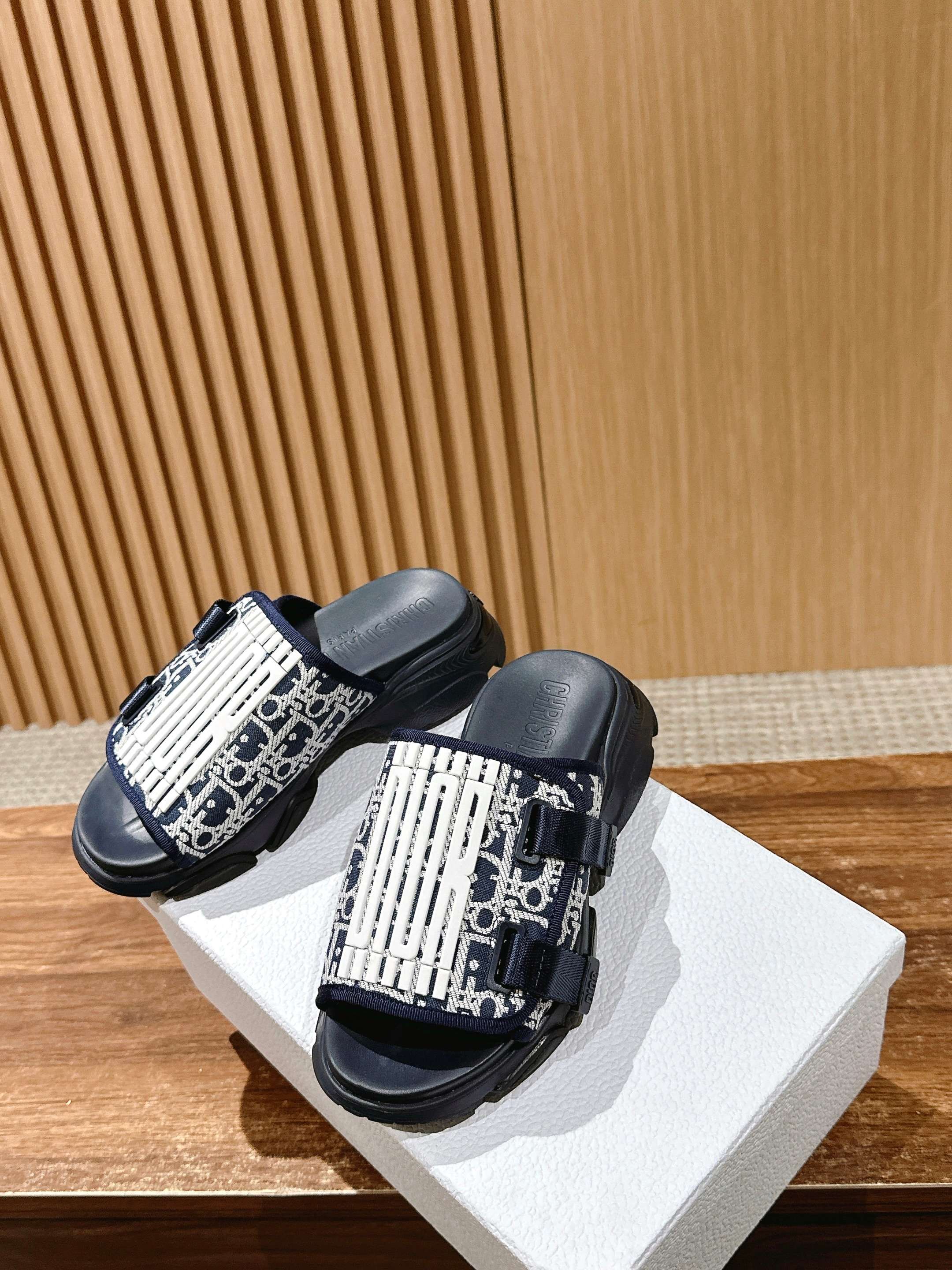 Пляжные сандалии на платформе Dior - Monogram Blue