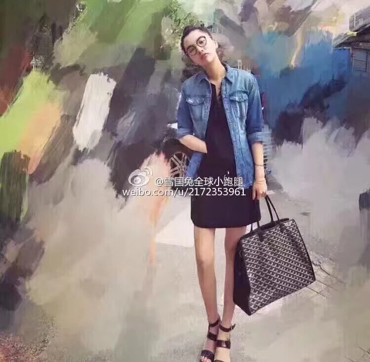 Маленькая складная сумка из парусины Goyard - черная - 1 шт.