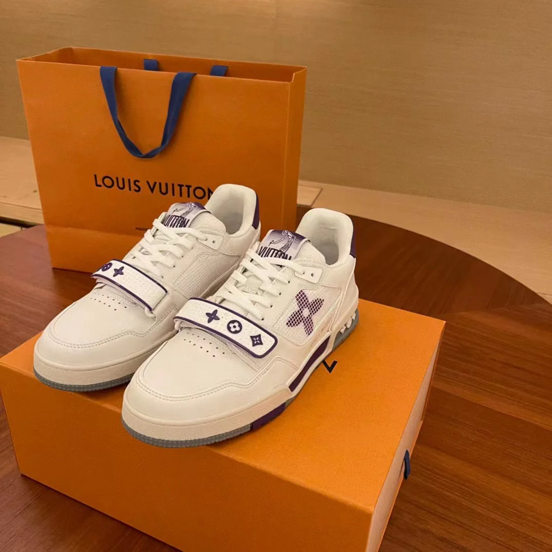 Кроссовки LV Trainer Series - на липучках - унисекс - белые и фиолетовые