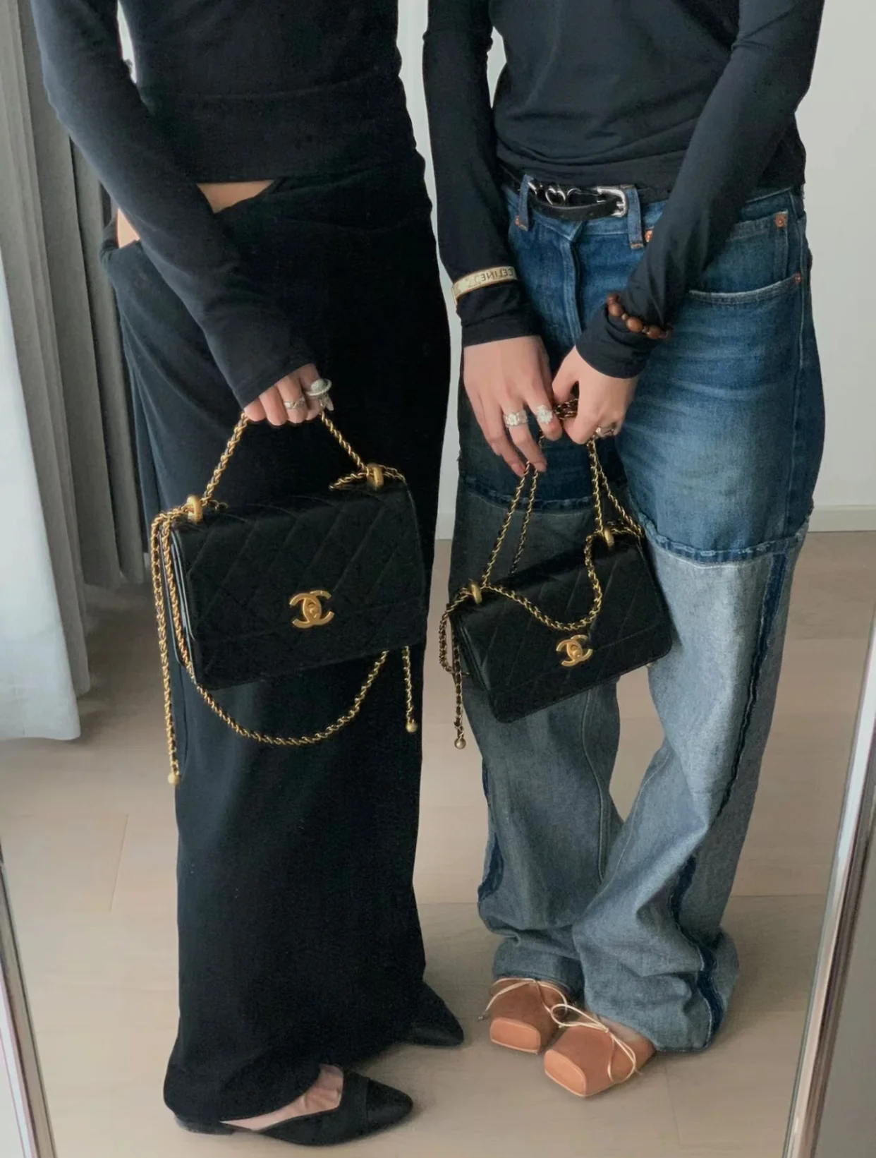 Chanel 24c Double Gold Ball CF Black