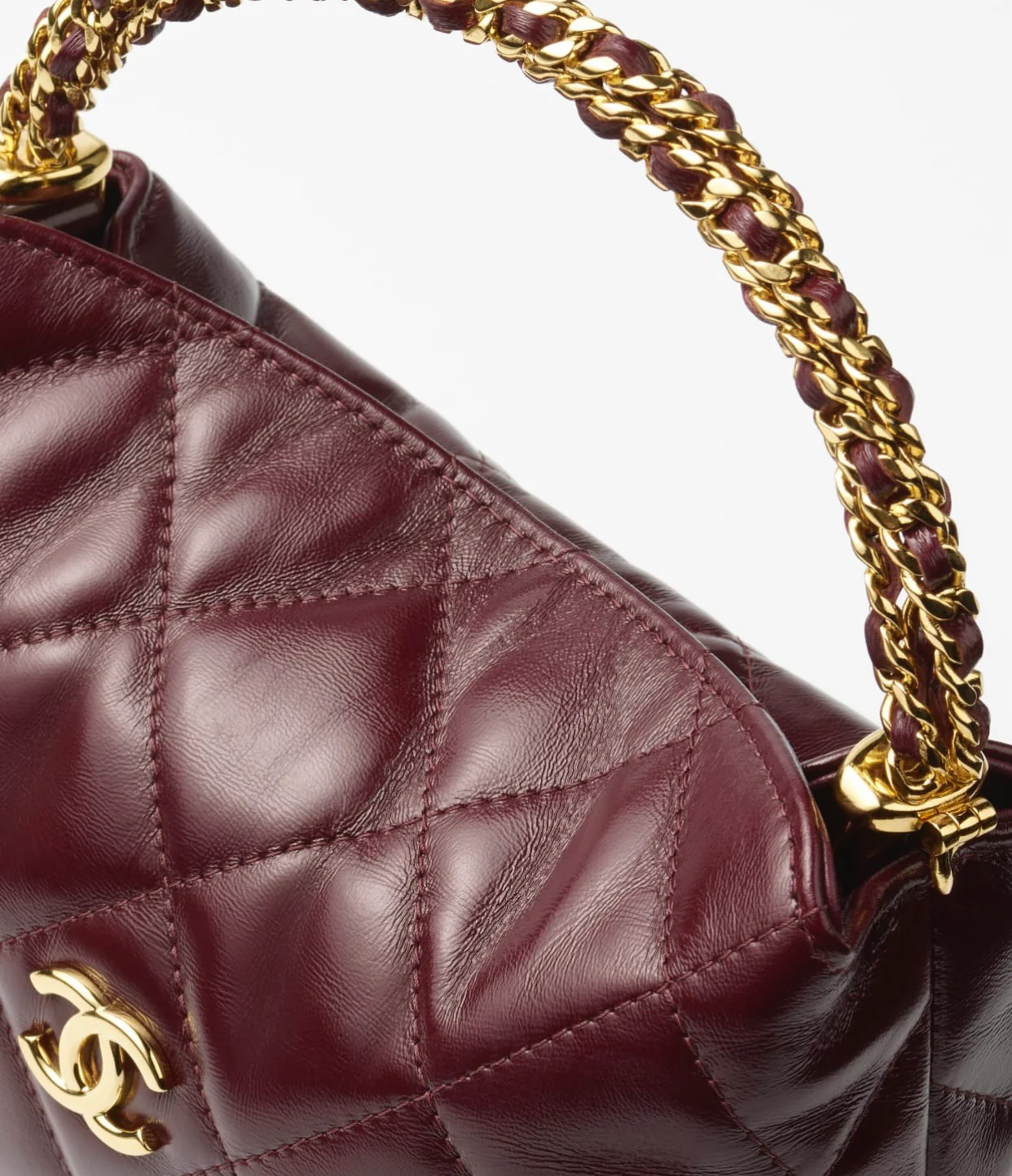 Сумка-хобо Chanel с витой ручкой - бордовая
