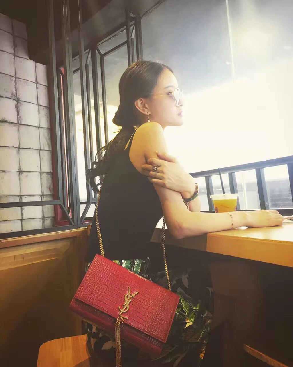 Сумка YSL Kate с цепочкой и крокодиловым принтом - Маленькая - 2 шт.