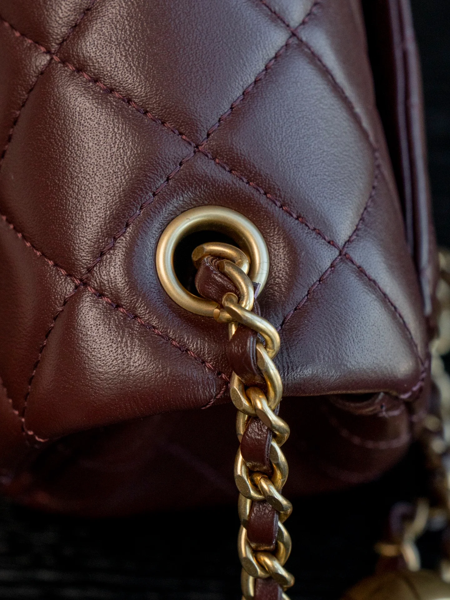 Chanel 24k CF Gold Ball Square Fat Man - Reddish Brown